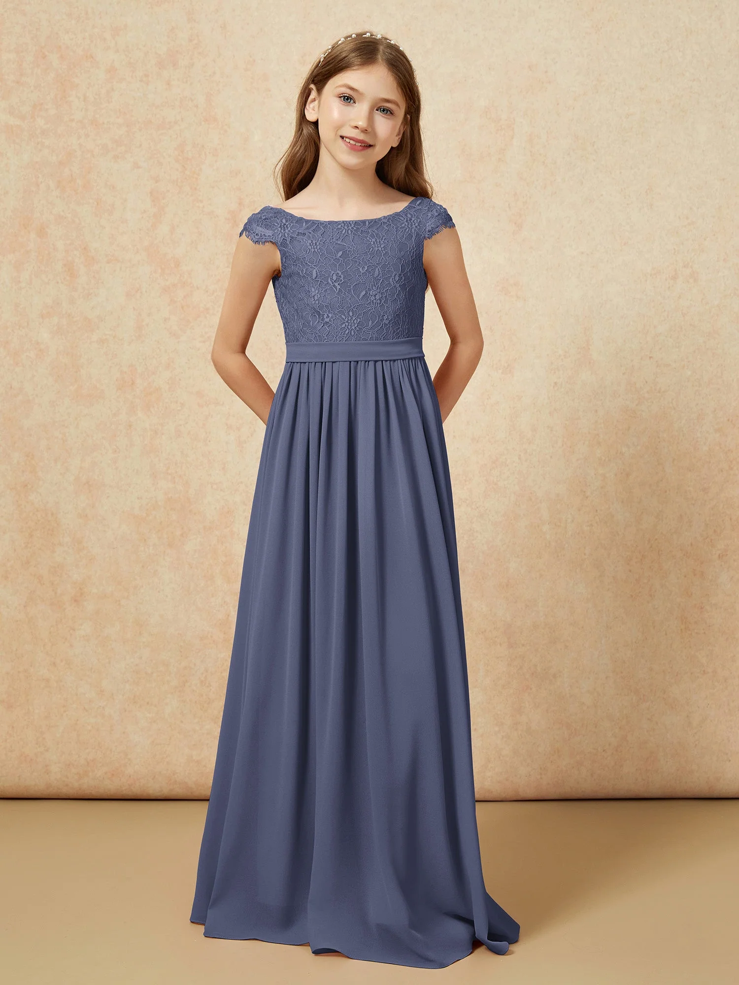 Flügelärmel Spitze Chiffon Junge Brautjungfernkleider Sturm - Image 4