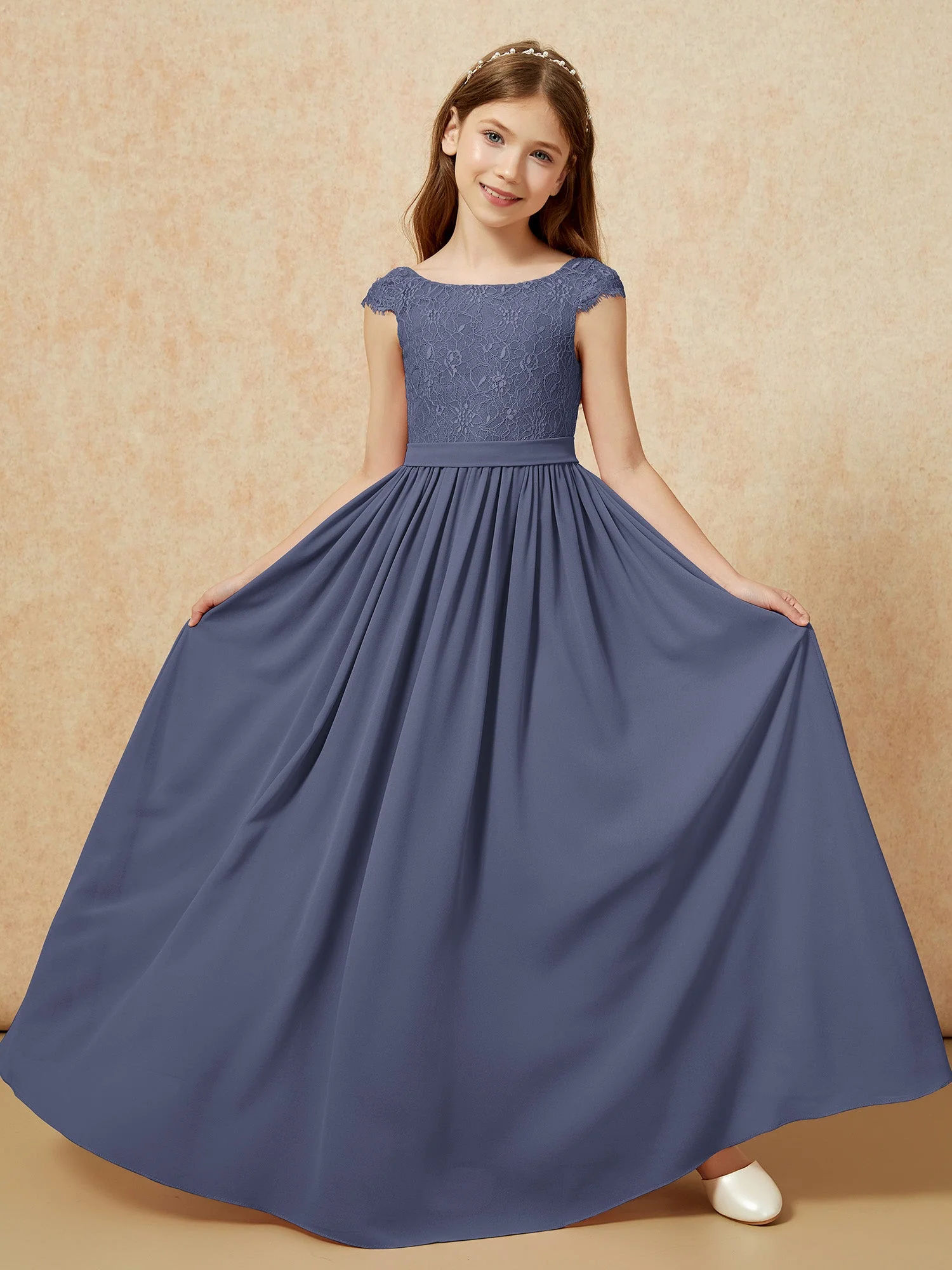 Flügelärmel Spitze Chiffon Junge Brautjungfernkleider Sturm - Image 5