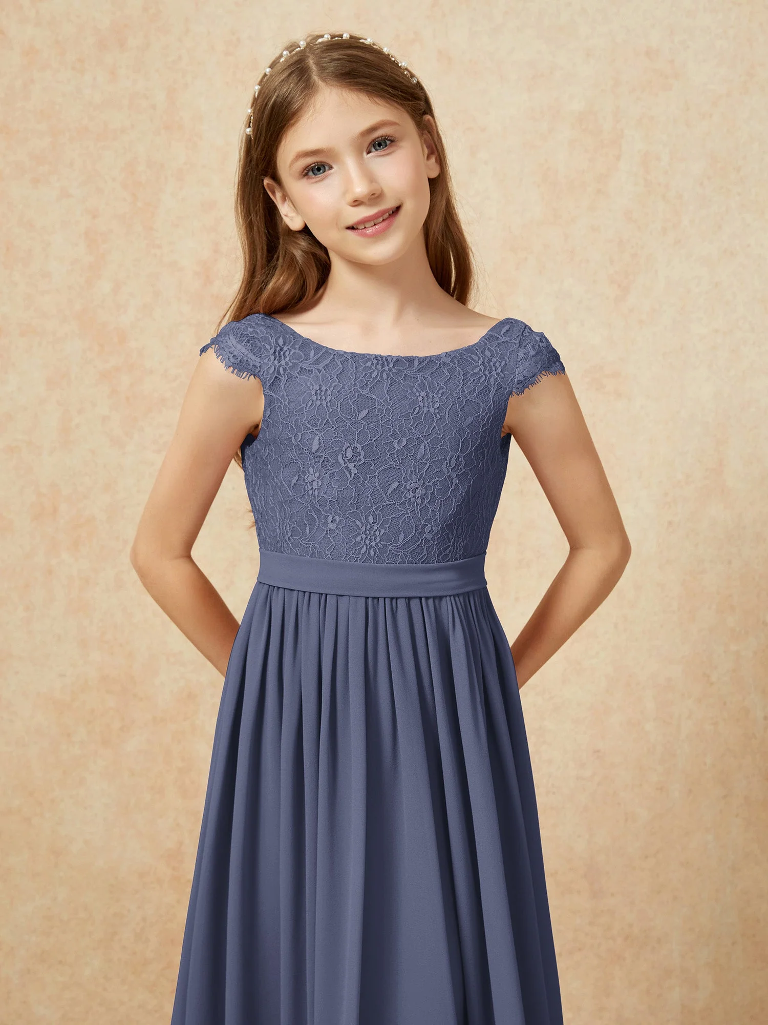 Flügelärmel Spitze Chiffon Junge Brautjungfernkleider Sturm - Image 6