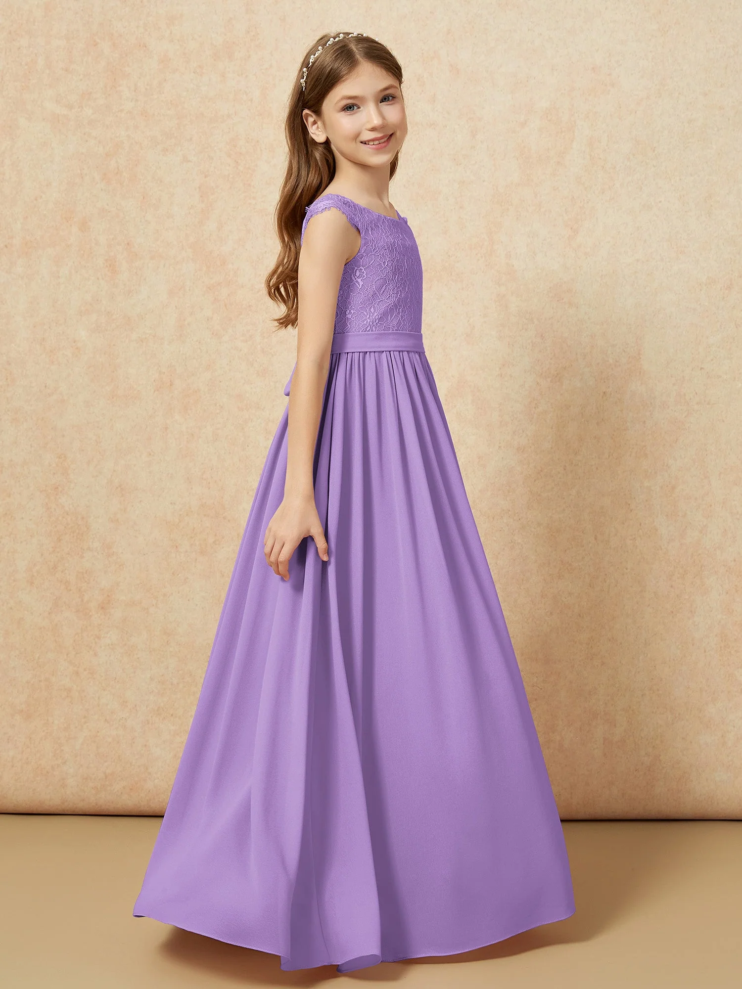 Flügelärmel Spitze Chiffon Junge Brautjungfernkleider Tahiti - Image 3