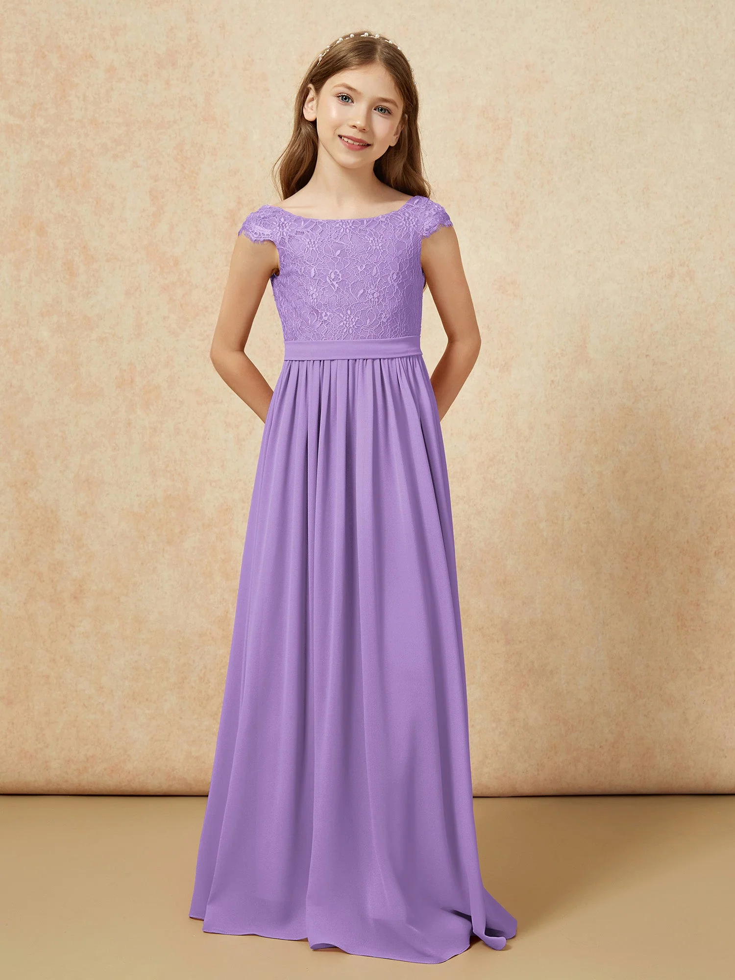 Flügelärmel Spitze Chiffon Junge Brautjungfernkleider Tahiti - Image 4