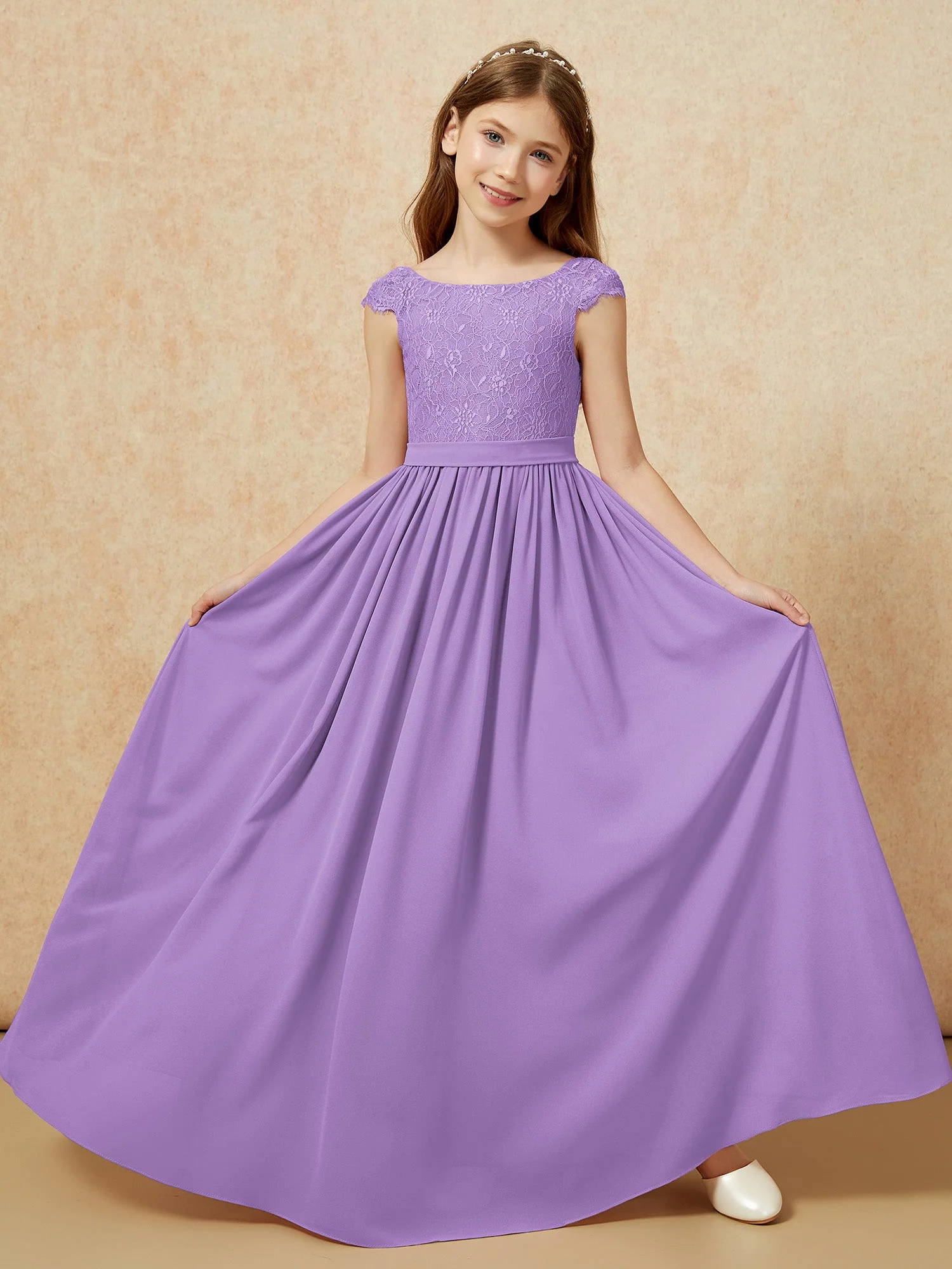 Flügelärmel Spitze Chiffon Junge Brautjungfernkleider Tahiti - Image 5