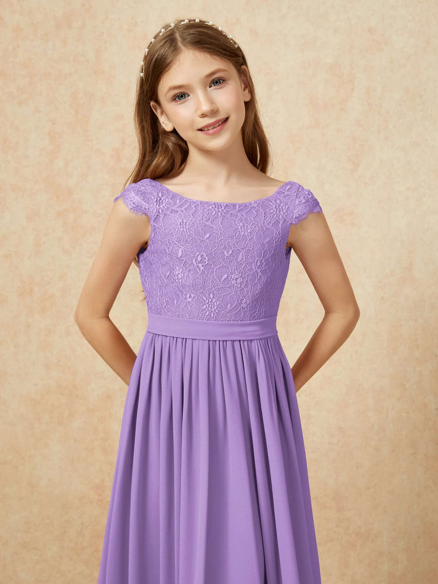 Flügelärmel Spitze Chiffon Junge Brautjungfernkleider Tahiti - Image 6