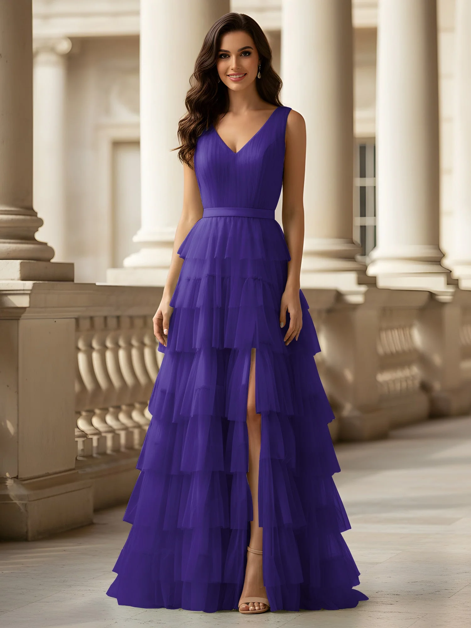 Gerafft Oberteil Formal Kleid mit Gürtel Detail Regentschaft