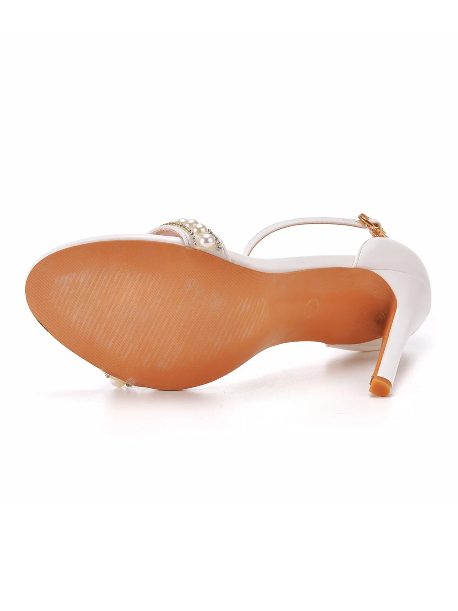 Hochzeitssandalen aus Kunstleder mit offener Spitze und Perle - Image 10