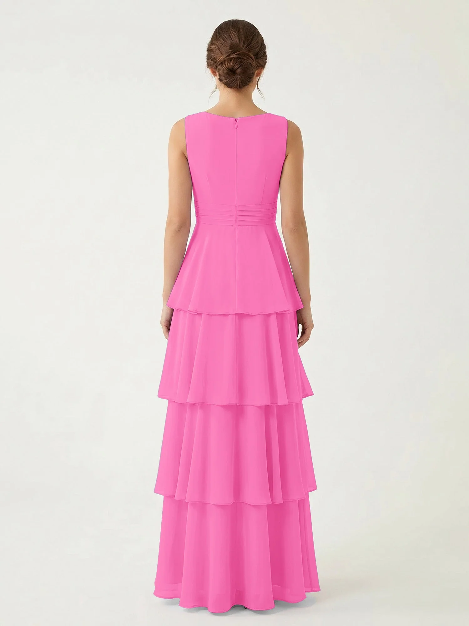 Gestuftes Chiffon Maxikleid mit Tiefem V-Ausschnitt Azalee - Image 2