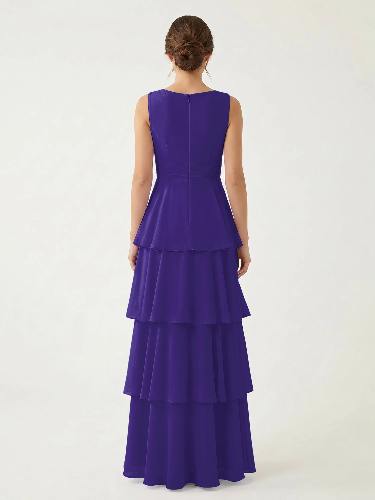 Gestuftes Chiffon Maxikleid mit Tiefem V-Ausschnitt Regentschaft - Image 2