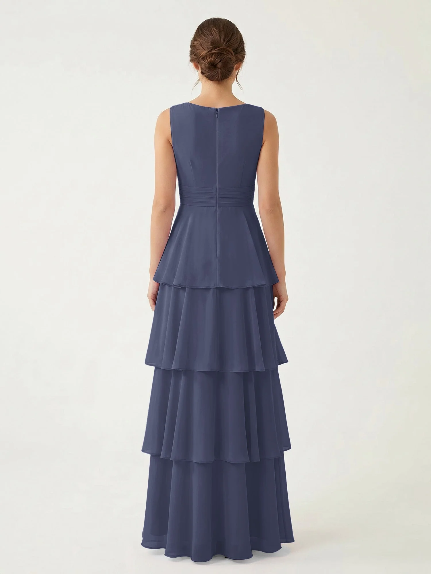 Gestuftes Chiffon Maxikleid mit Tiefem V-Ausschnitt Sturm - Image 2
