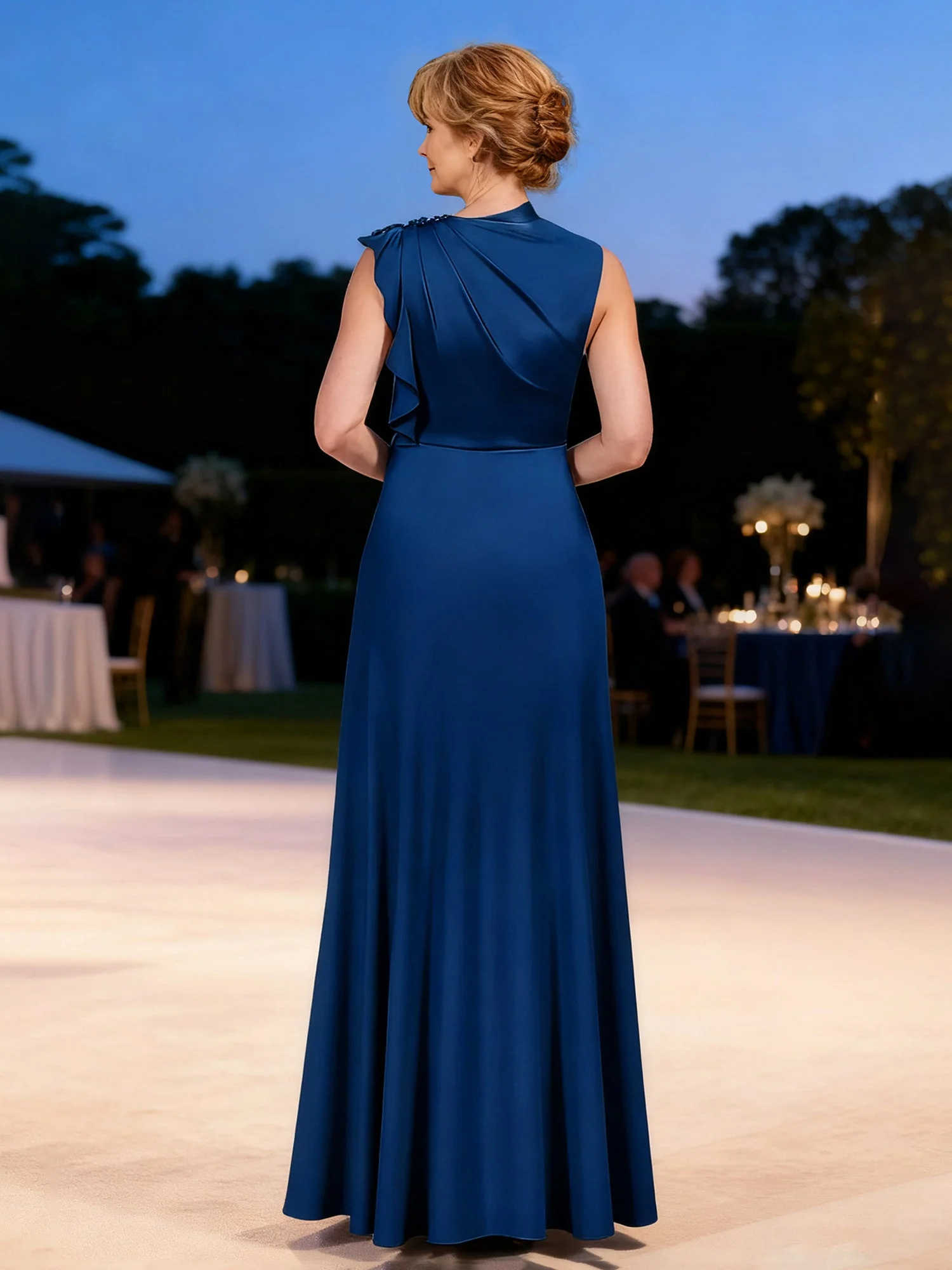 Schick Gerüscht Ausschnitt Elegant Abendkleid Traube - Image 2