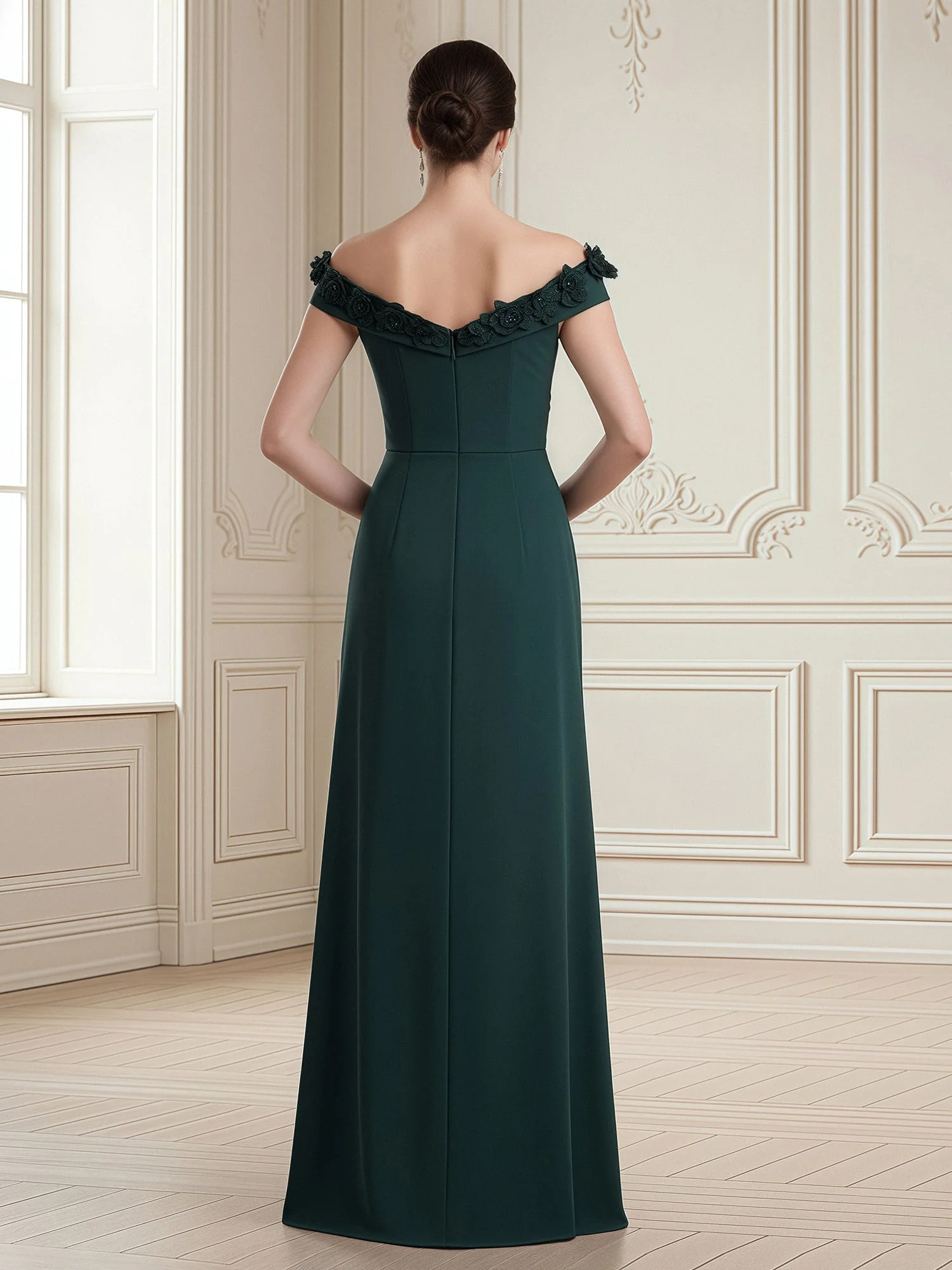 Schulterfrei Säule Kleid mit drapiertem Oberteil Pfau - Image 2