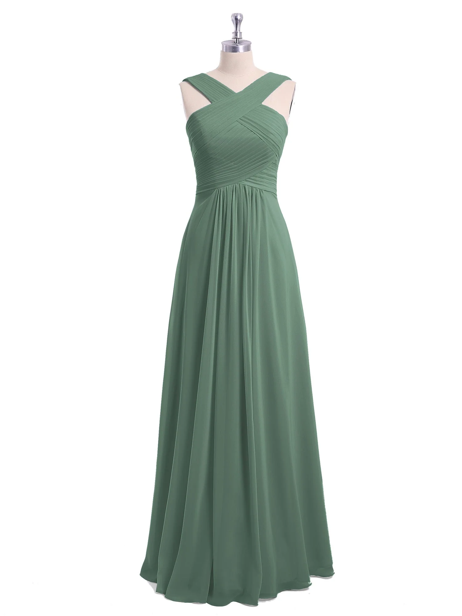 Kreuz Schultergurt Chiffon Kleid mit Empire-Linie Taille Eukalyptus - Image 4