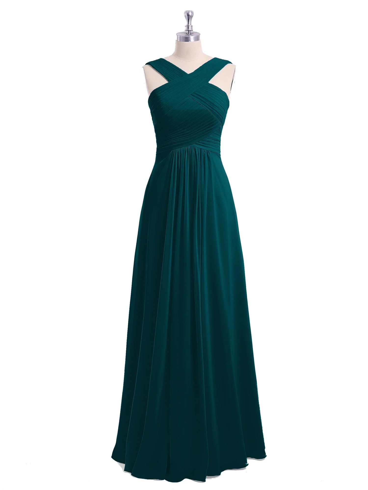Kreuz Schultergurt Chiffon Kleid mit Empire-Linie Taille Kieferngrün - Image 4