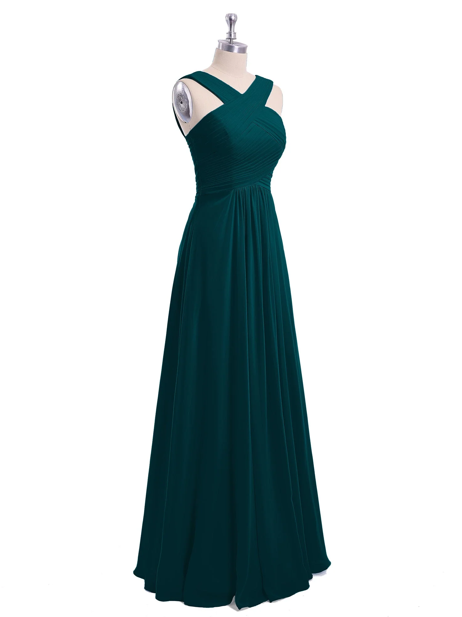 Kreuz Schultergurt Chiffon Kleid mit Empire-Linie Taille Kieferngrün - Image 6