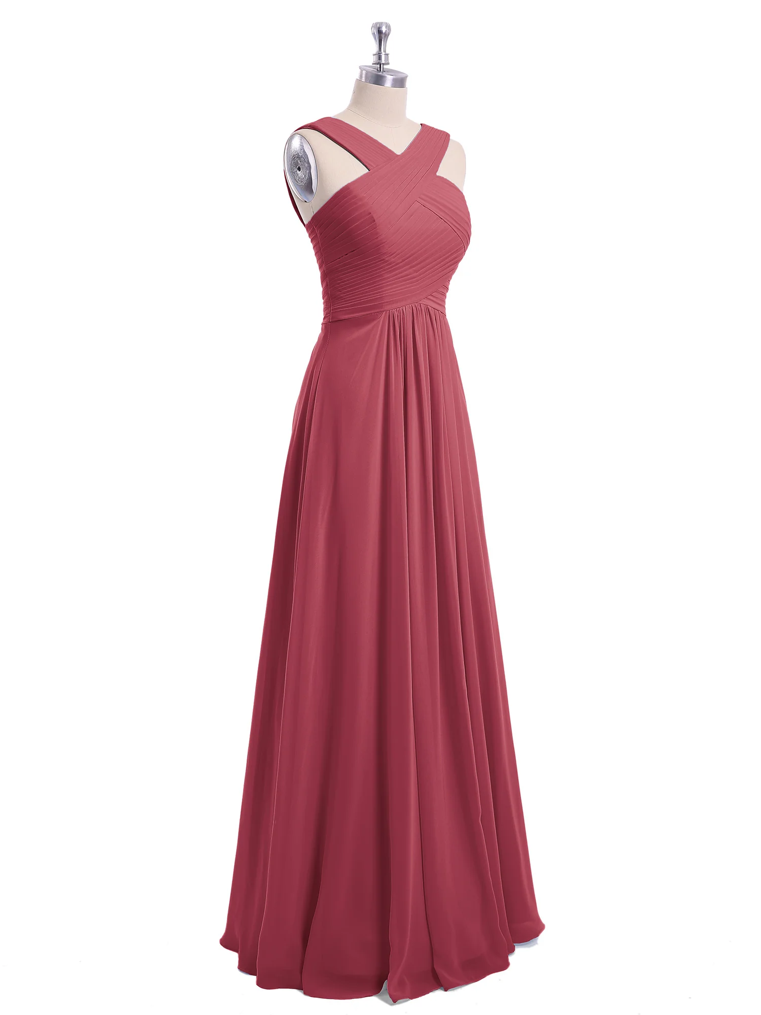 Kreuz Schultergurt Chiffon Kleid mit Empire-Linie Taille Zimtrose - Image 9