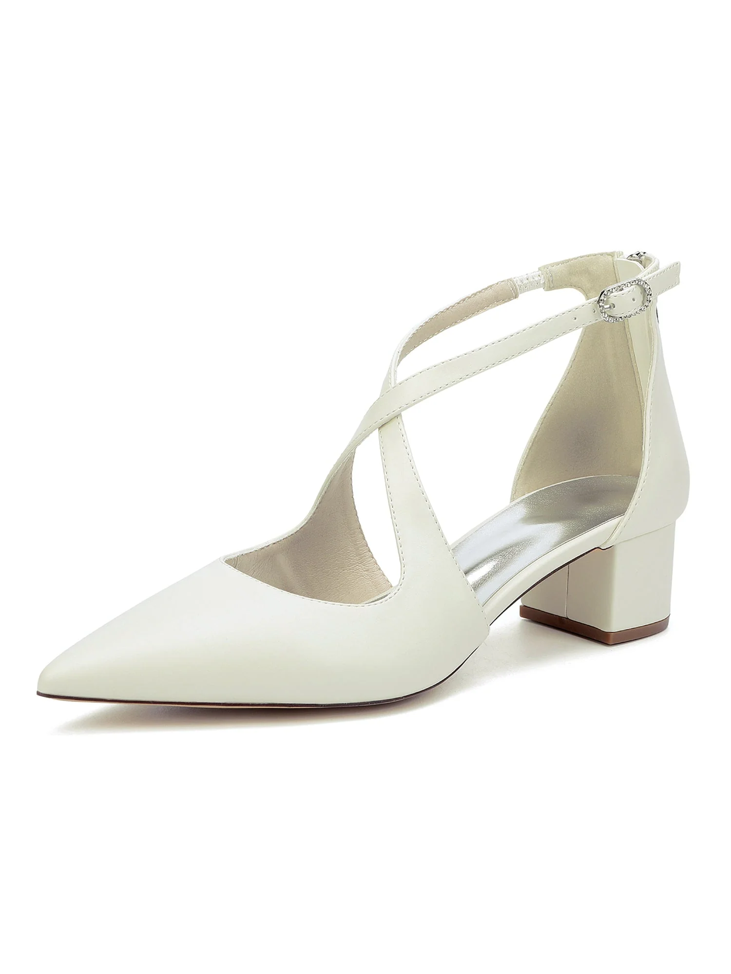 Kunstleder Spitzenschuh Chunky Absatz Hochzeitsschuhe - Image 2