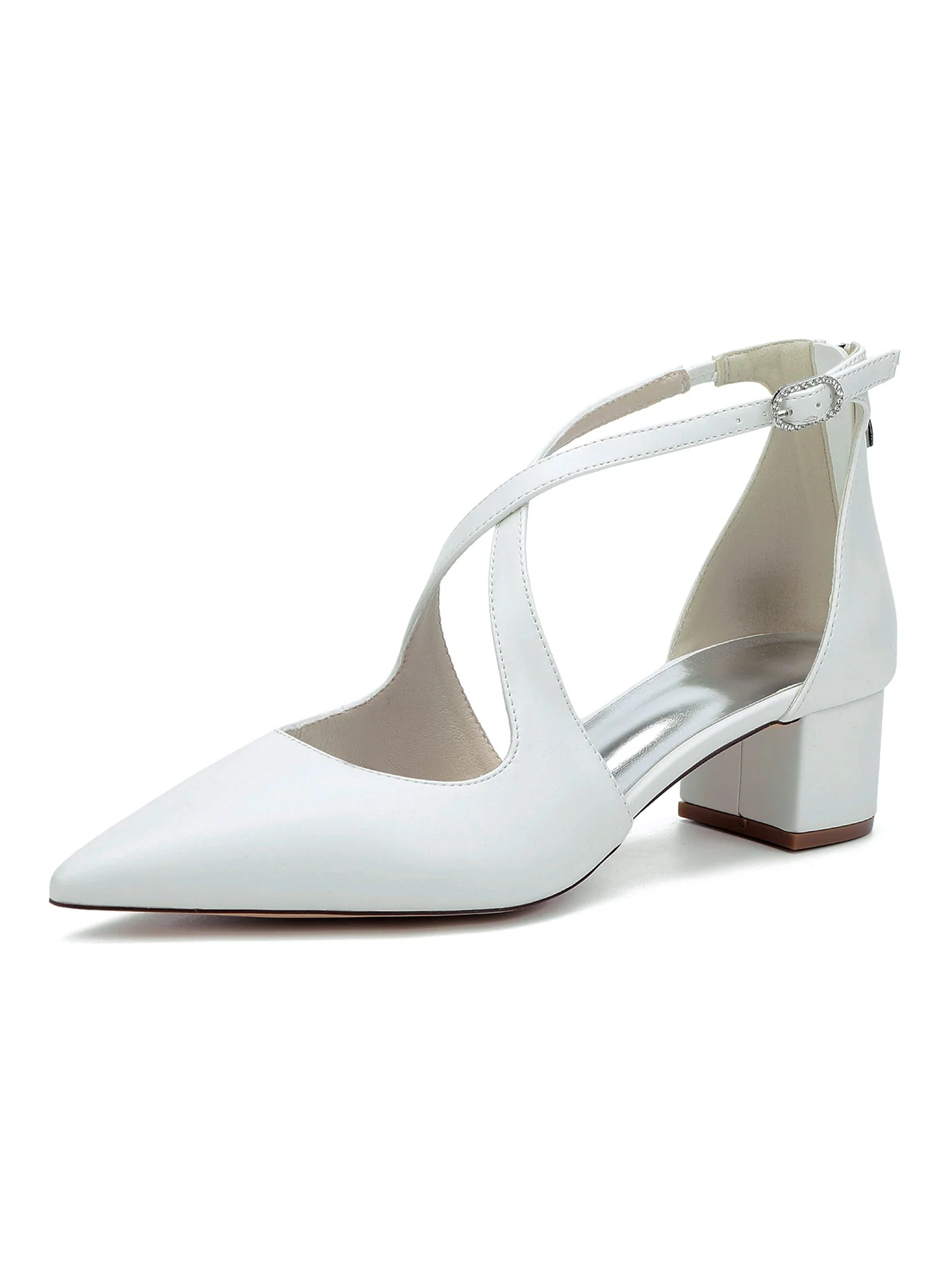 Kunstleder Spitzenschuh Chunky Absatz Hochzeitsschuhe - Image 4
