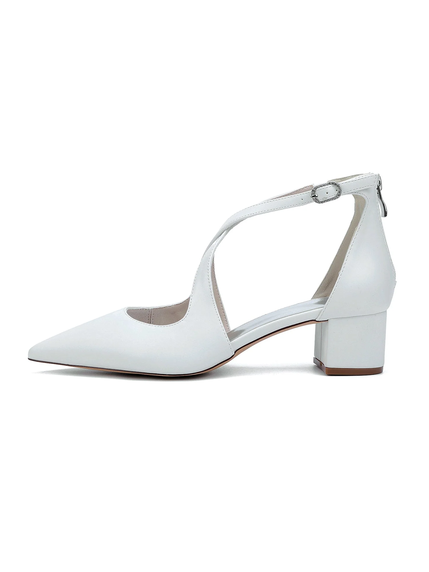 Kunstleder Spitzenschuh Chunky Absatz Hochzeitsschuhe - Image 7