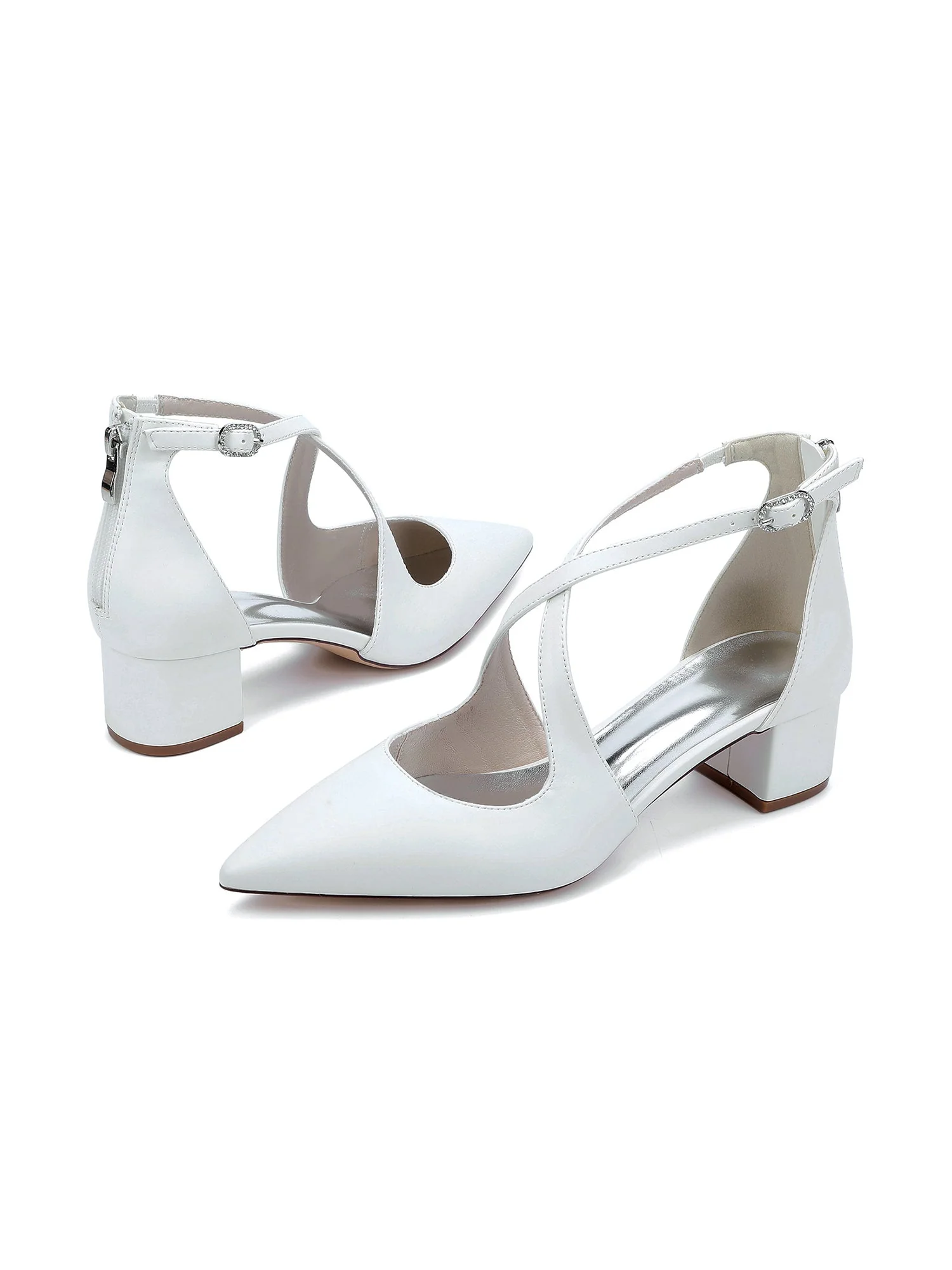 Kunstleder Spitzenschuh Chunky Absatz Hochzeitsschuhe - Image 8