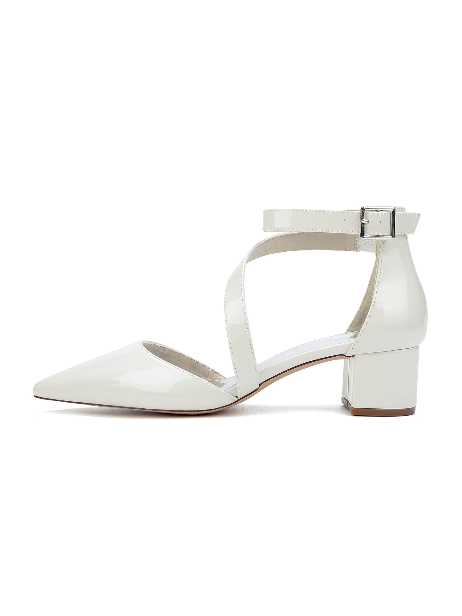 Lackleder Knöchelriemen Dicker Absatz Damenschuhe - Image 6