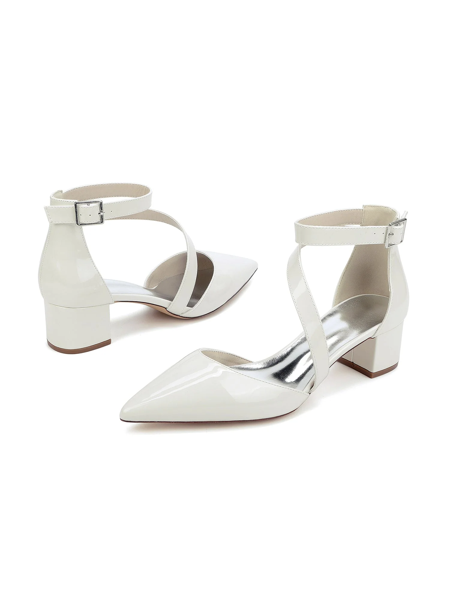 Lackleder Knöchelriemen Dicker Absatz Damenschuhe - Image 7