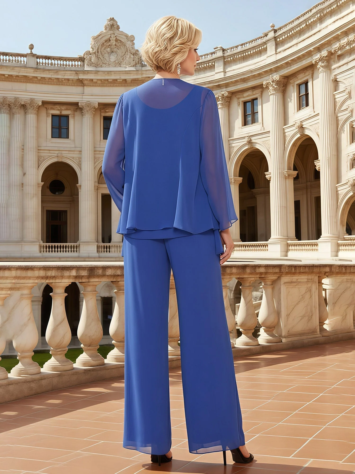 Klassisches Abend-Ensemble aus Chiffon Rost - Image 2