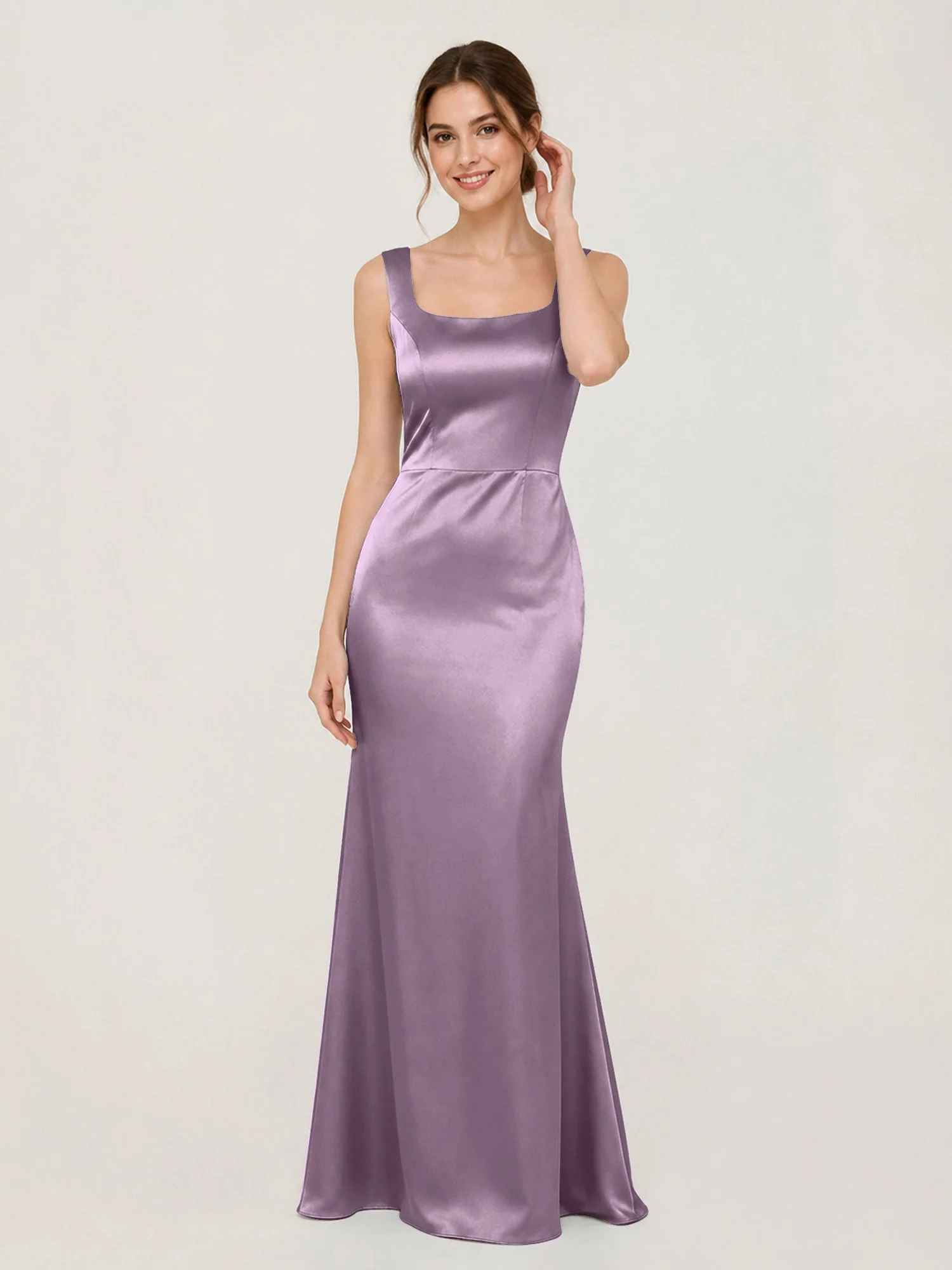 Satin Meerjungfrau Kleid mit Rückenschleife Blauregen