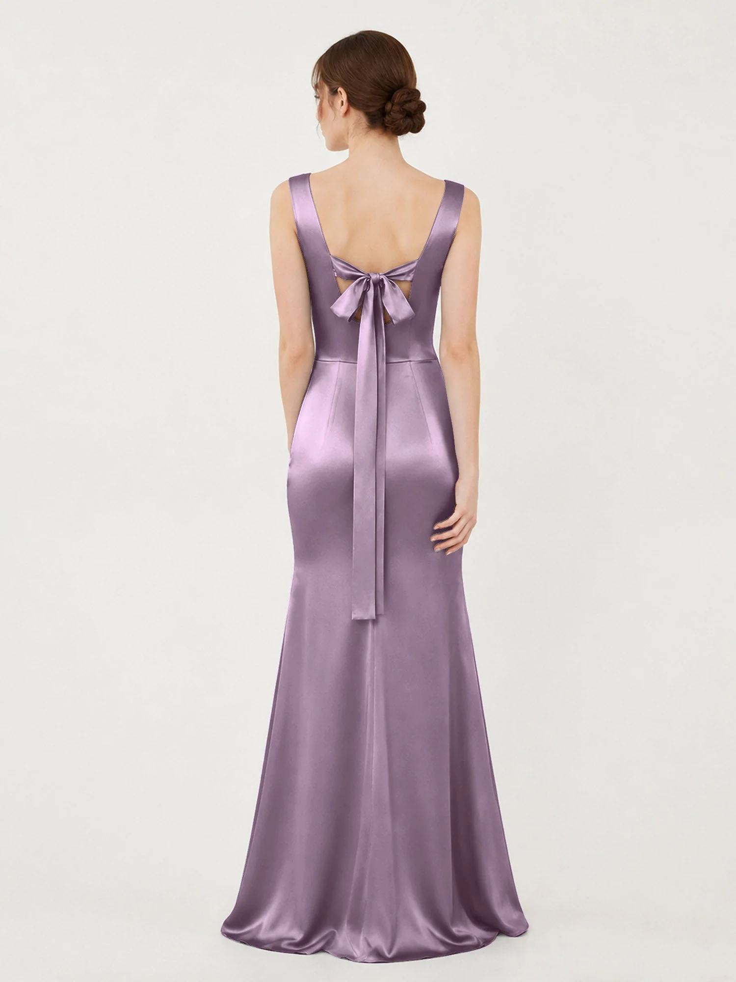 Satin Meerjungfrau Kleid mit Rückenschleife Blauregen - Image 2