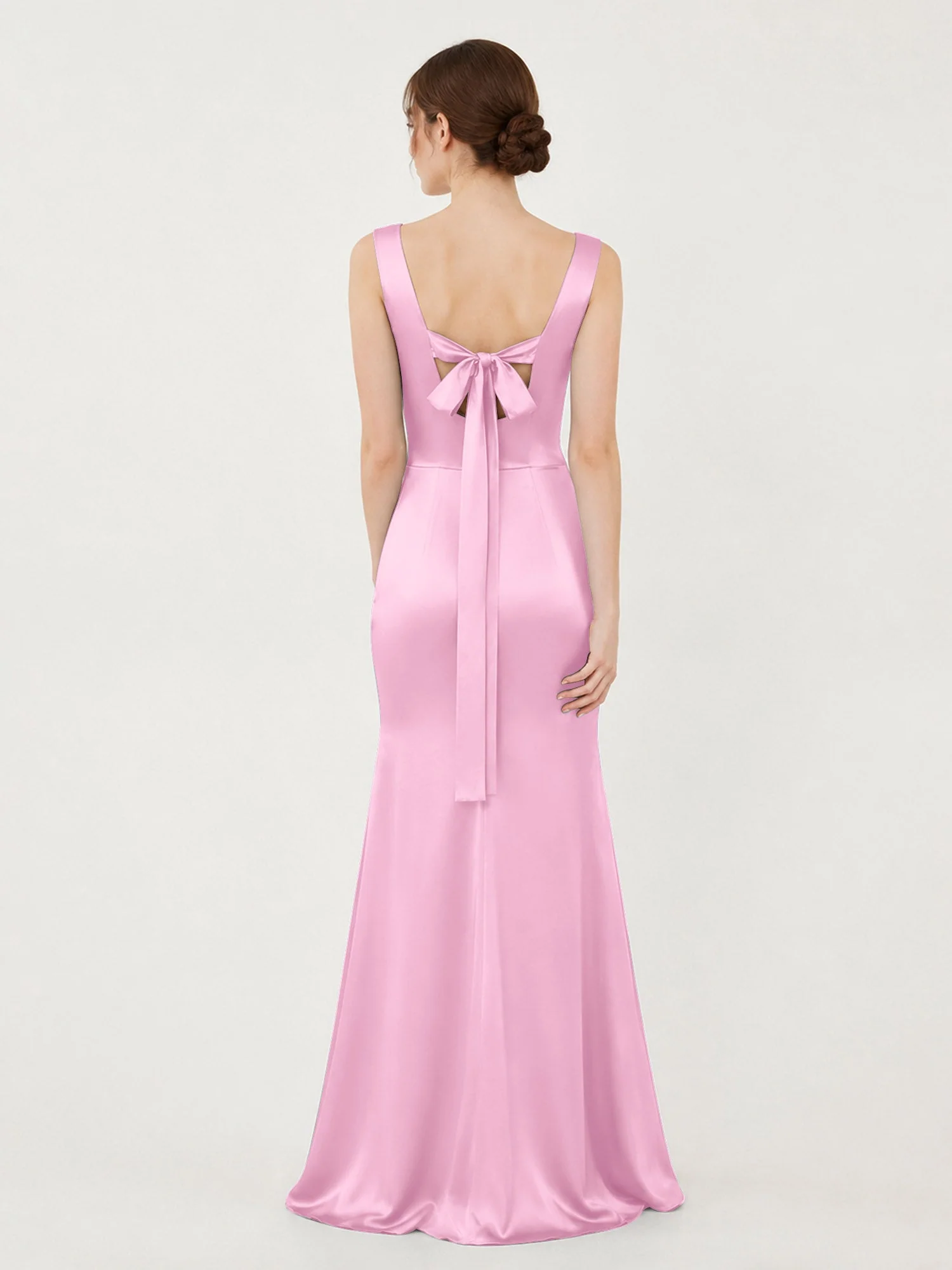 Satin Meerjungfrau Kleid mit Rückenschleife Bonbonrosa - Image 2