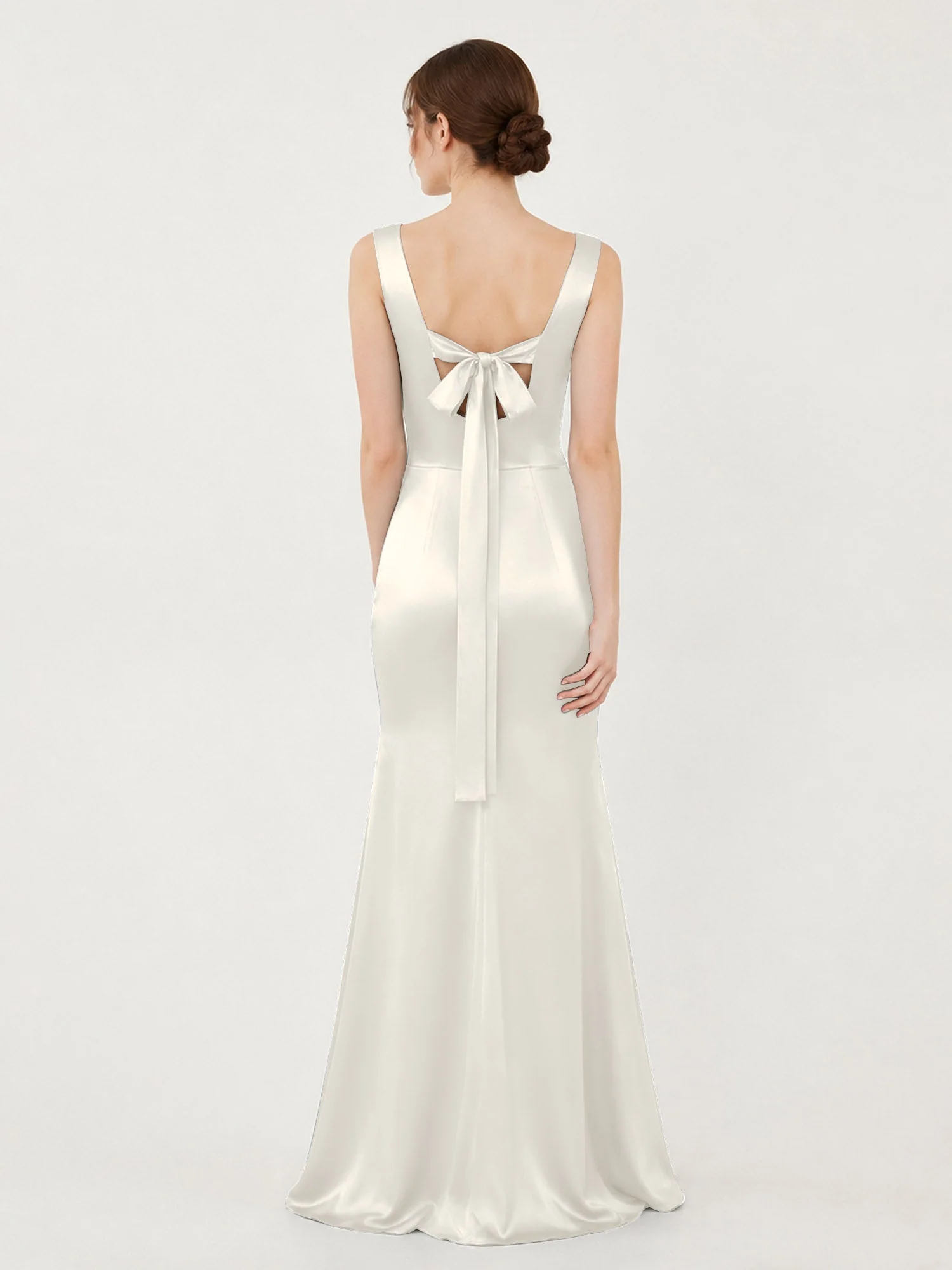 Satin Meerjungfrau Kleid mit Rückenschleife Elfenbein - Image 2
