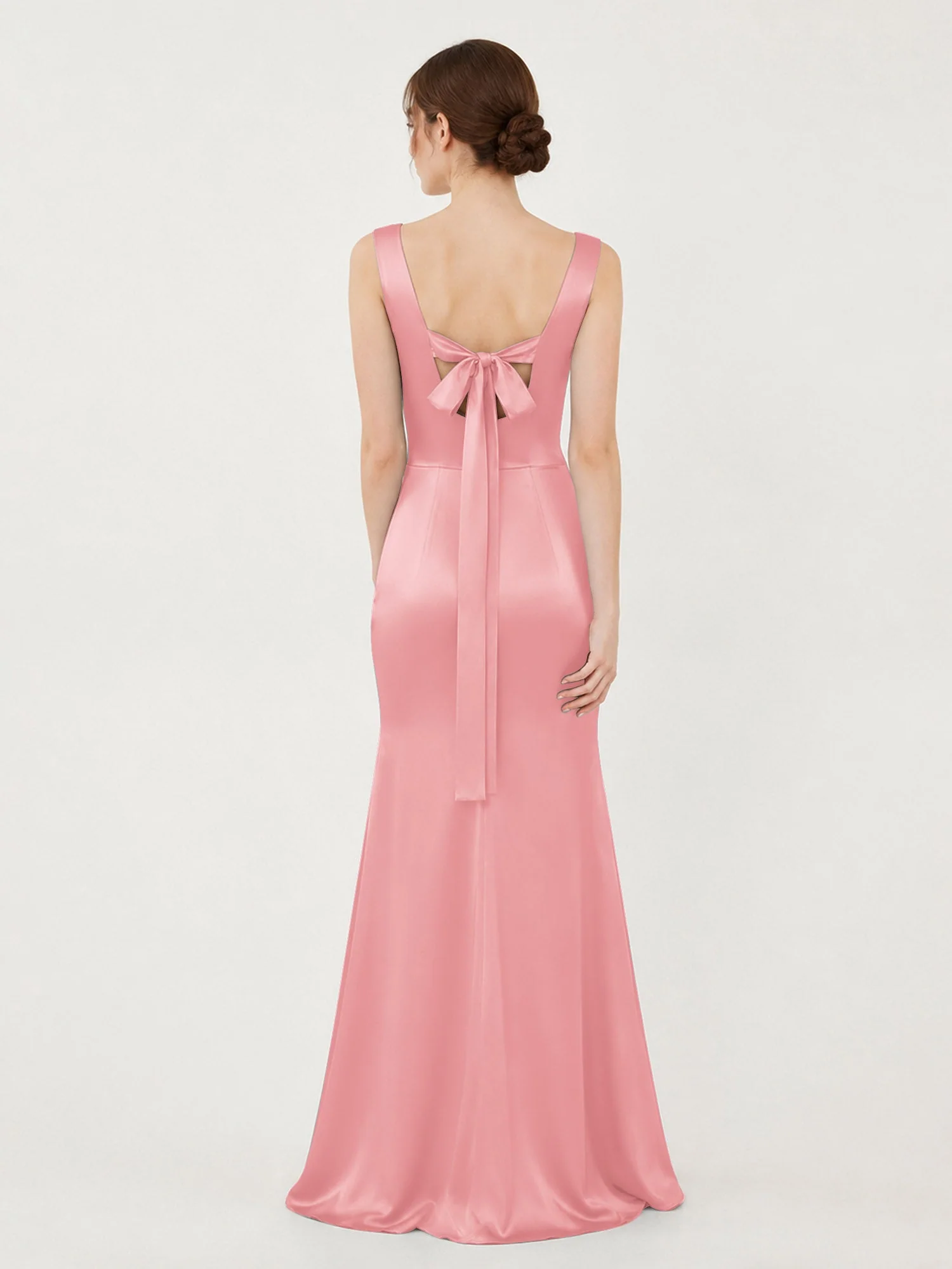 Satin Meerjungfrau Kleid mit Rückenschleife Flamingo - Image 2