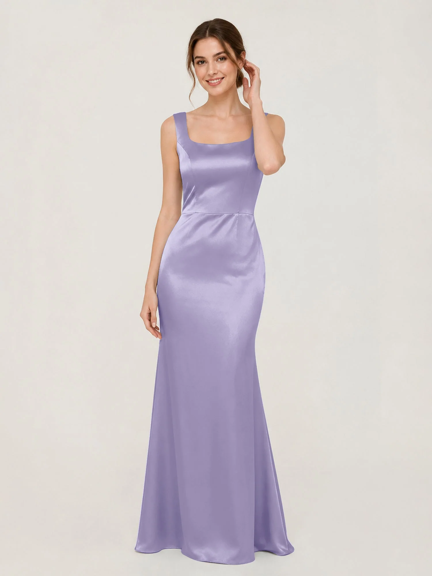 Satin Meerjungfrau Kleid mit Rückenschleife Lavendel