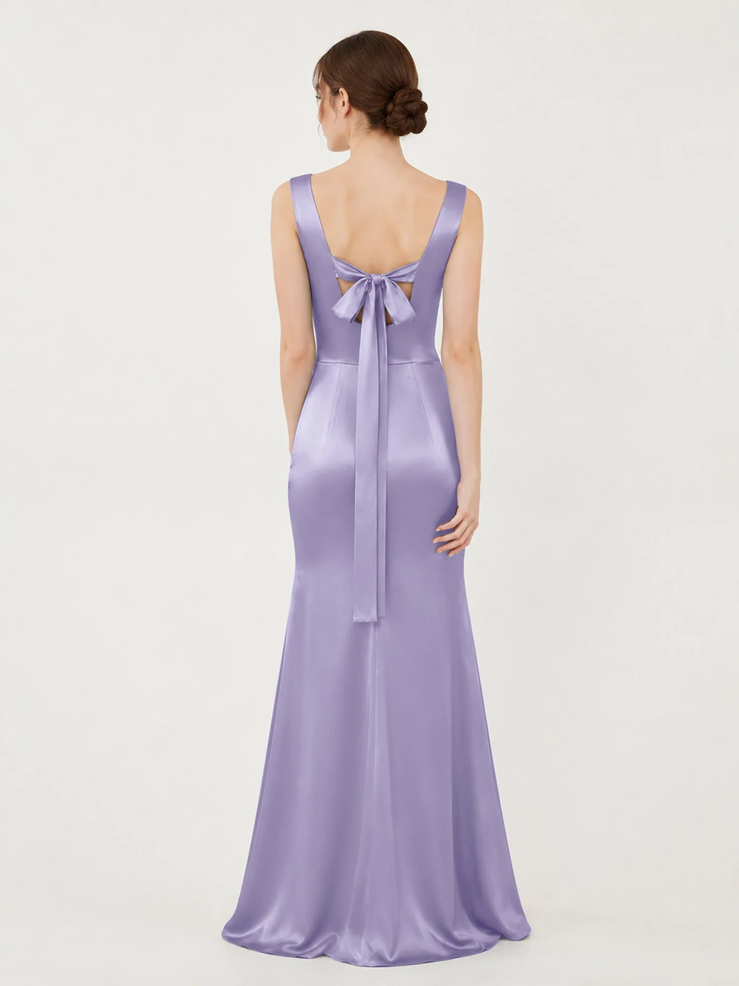 Satin Meerjungfrau Kleid mit Rückenschleife Lavendel - Image 2