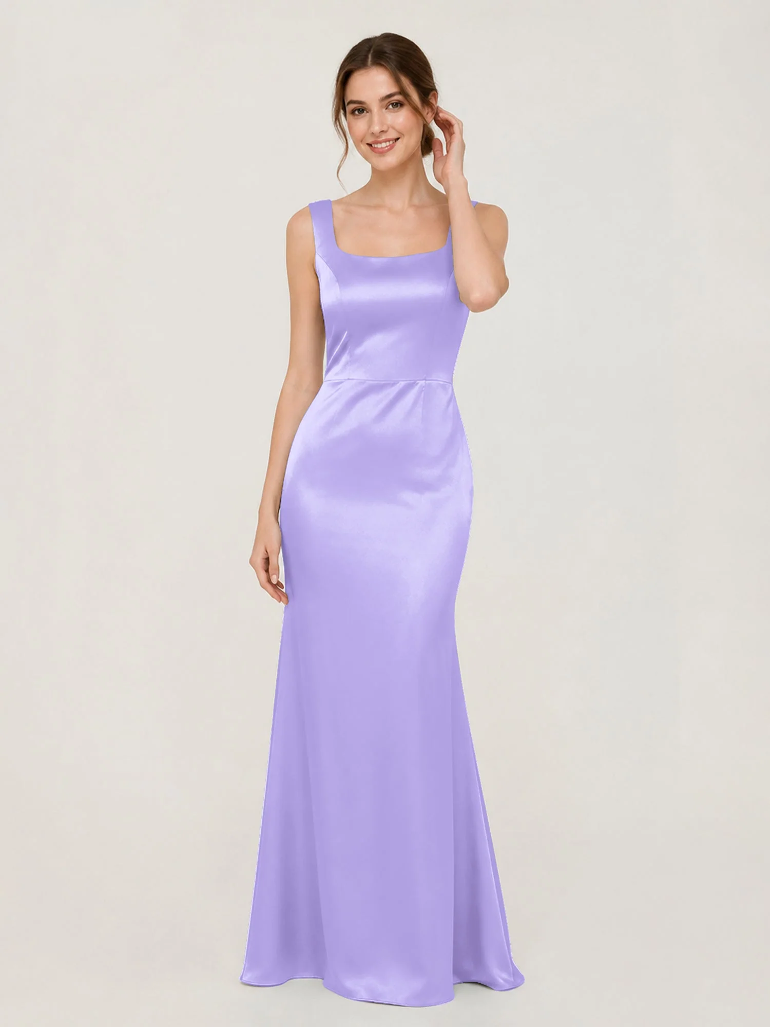 Satin Meerjungfrau Kleid mit Rückenschleife Lila
