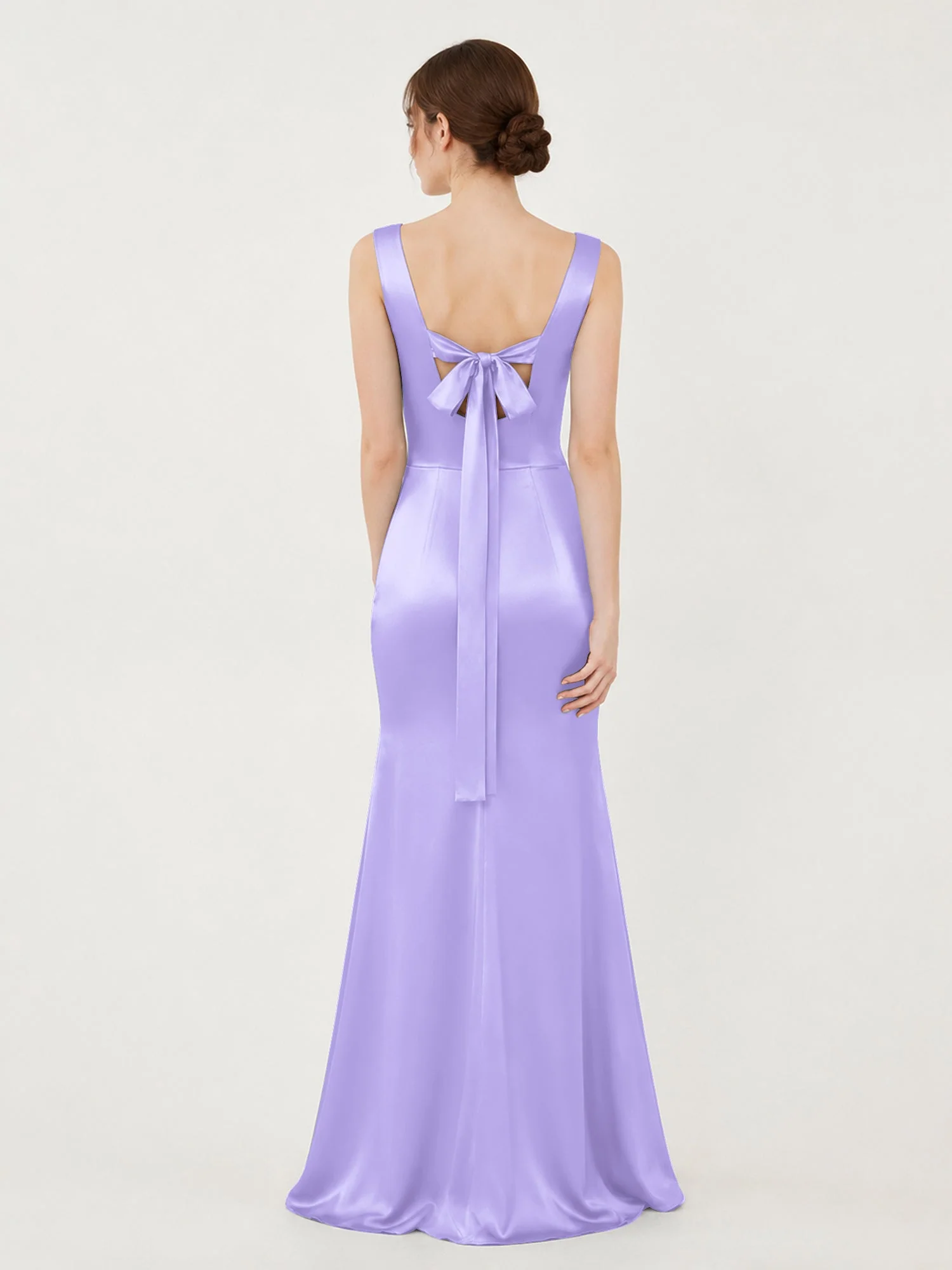 Satin Meerjungfrau Kleid mit Rückenschleife Lila - Image 2