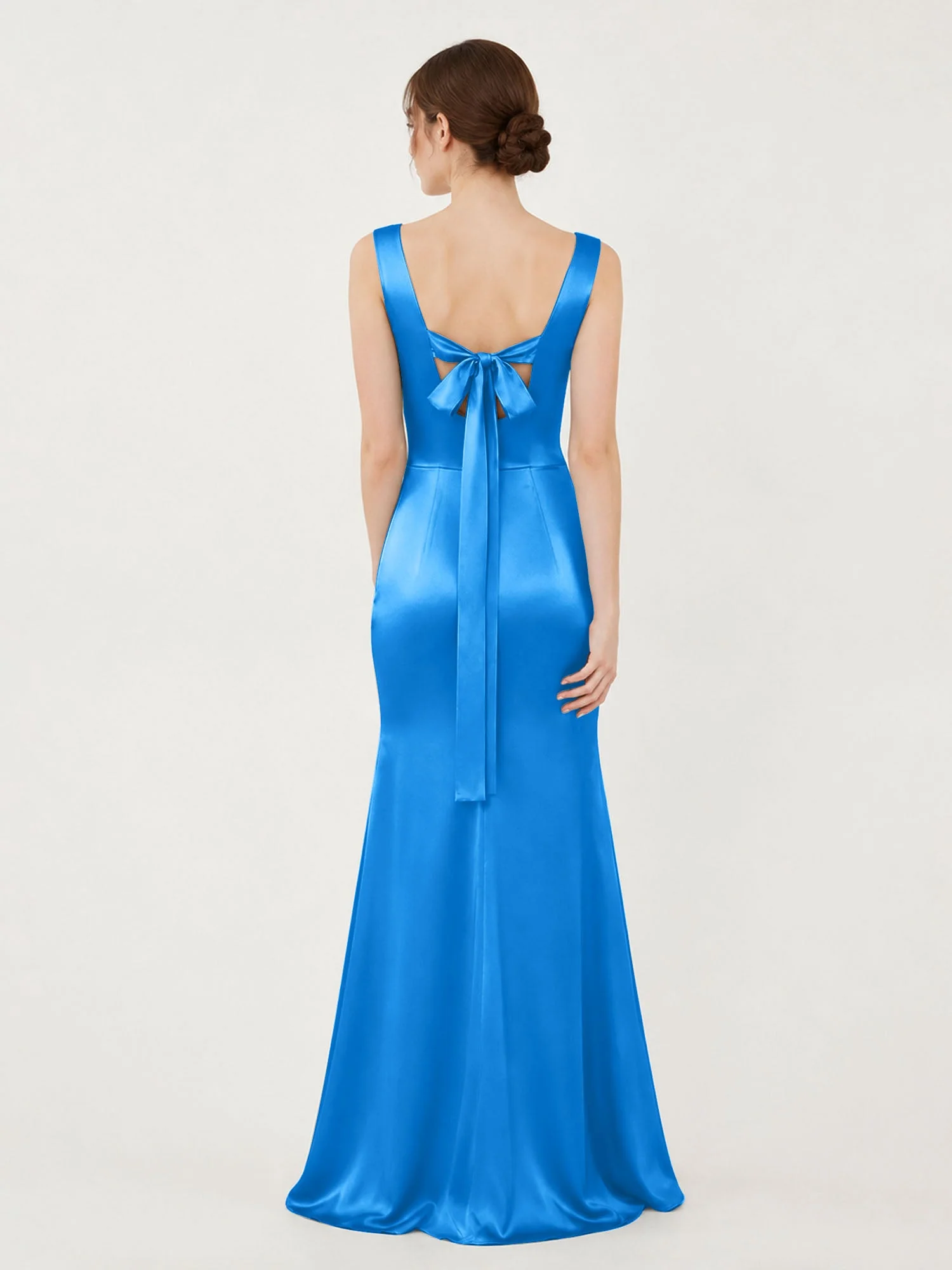 Satin Meerjungfrau Kleid mit Rückenschleife Meerblau - Image 2