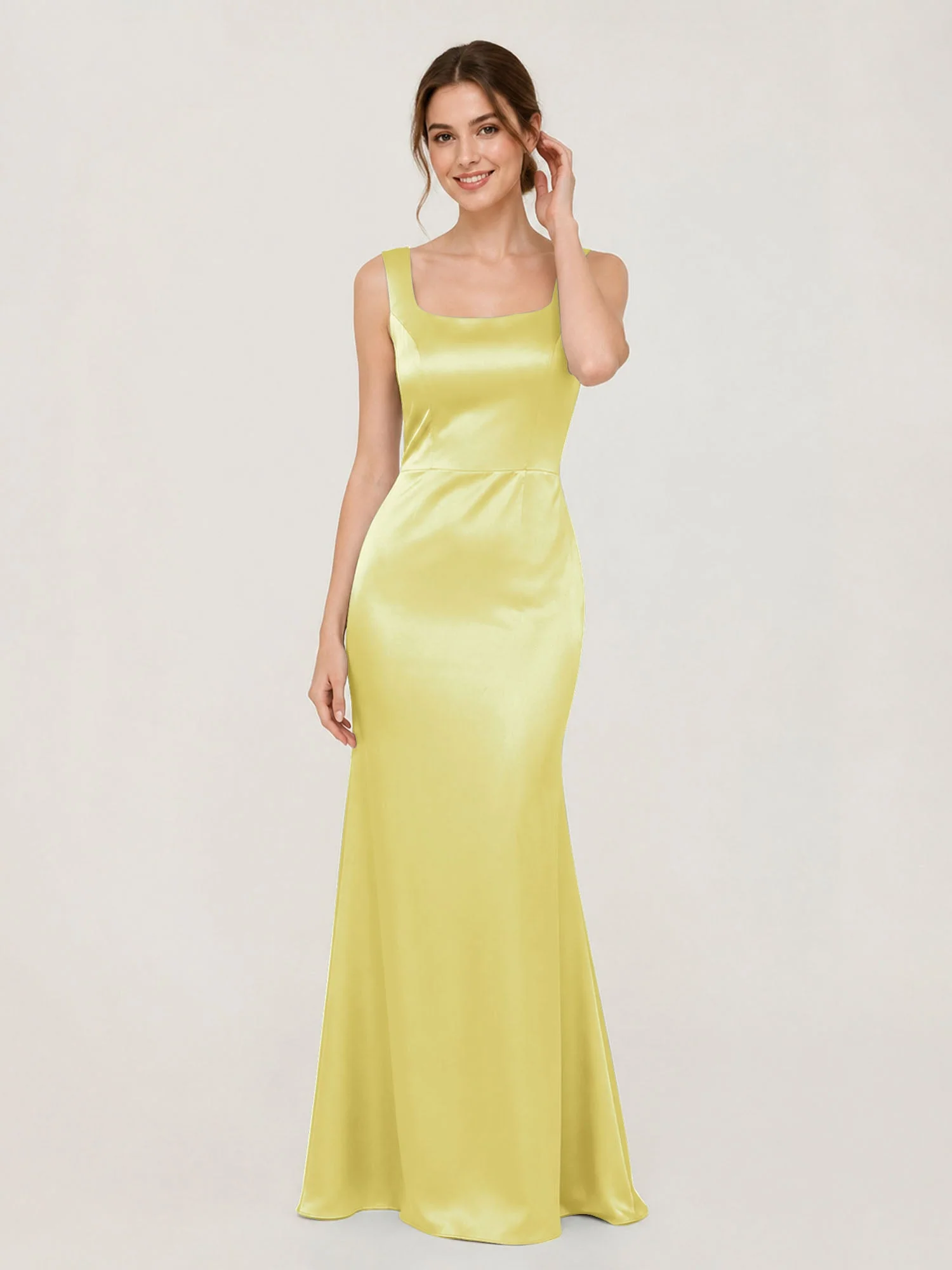 Satin Meerjungfrau Kleid mit Rückenschleife Narzisse