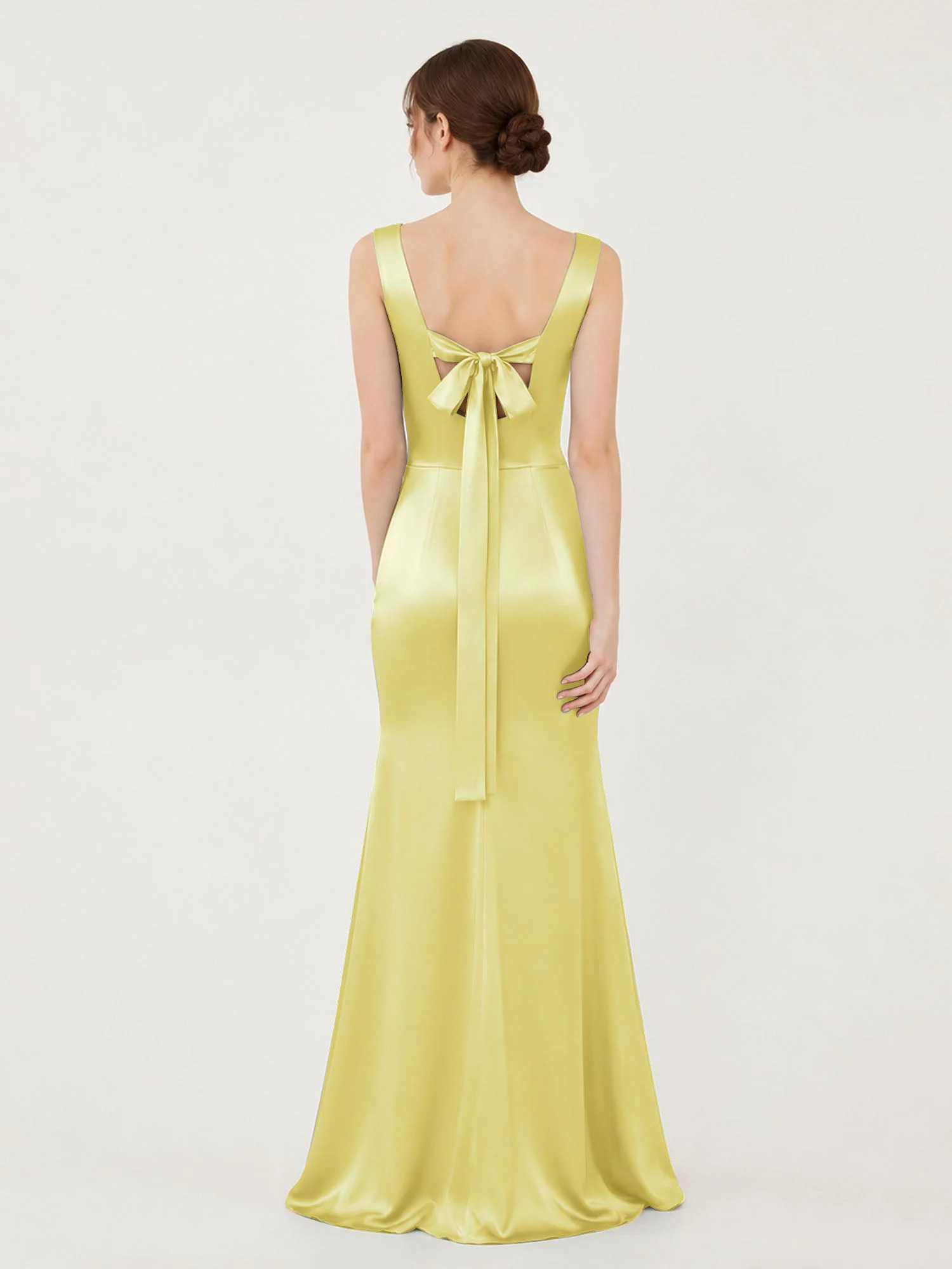 Satin Meerjungfrau Kleid mit Rückenschleife Narzisse - Image 2