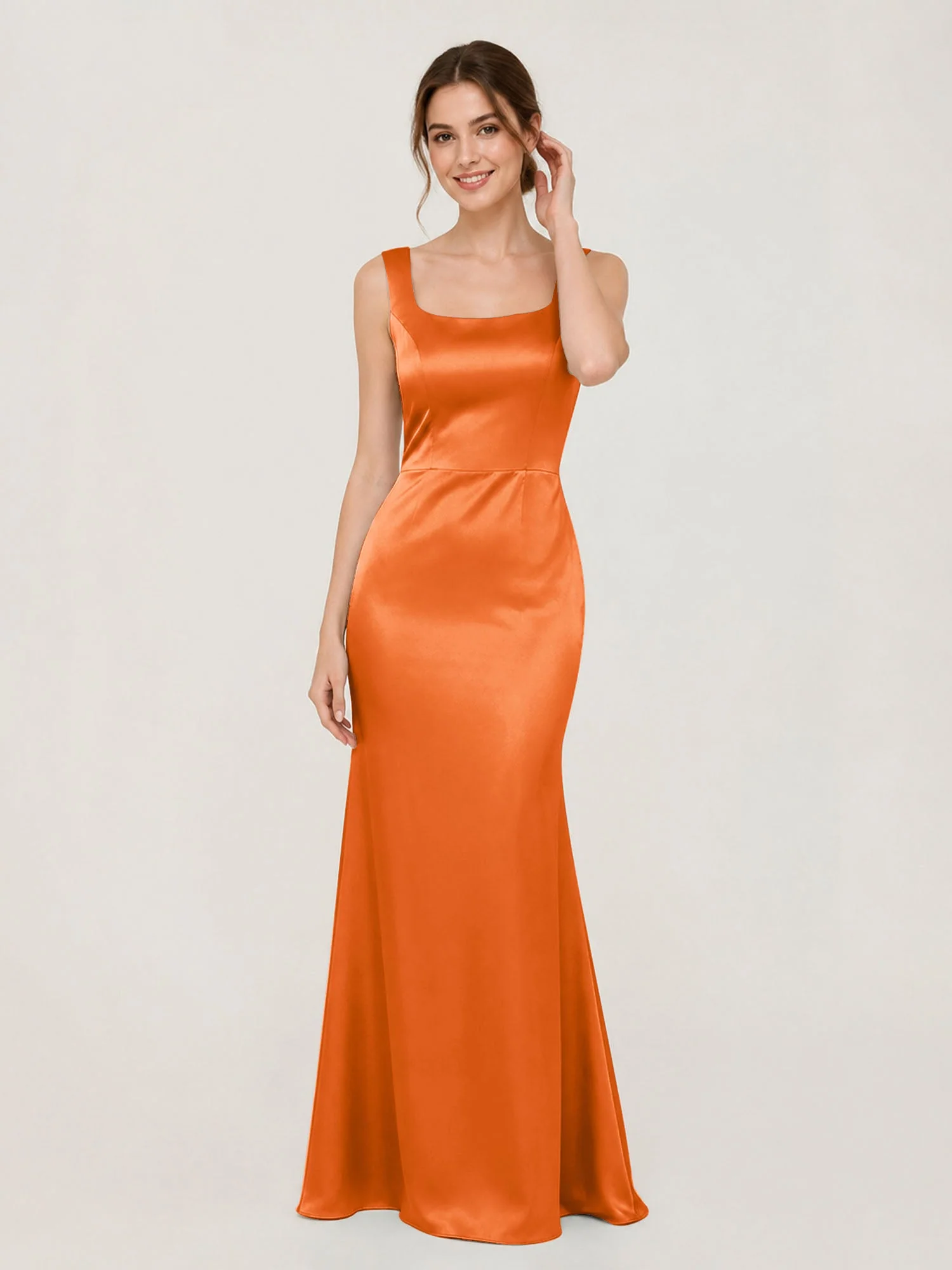 Satin Meerjungfrau Kleid mit Rückenschleife Orange