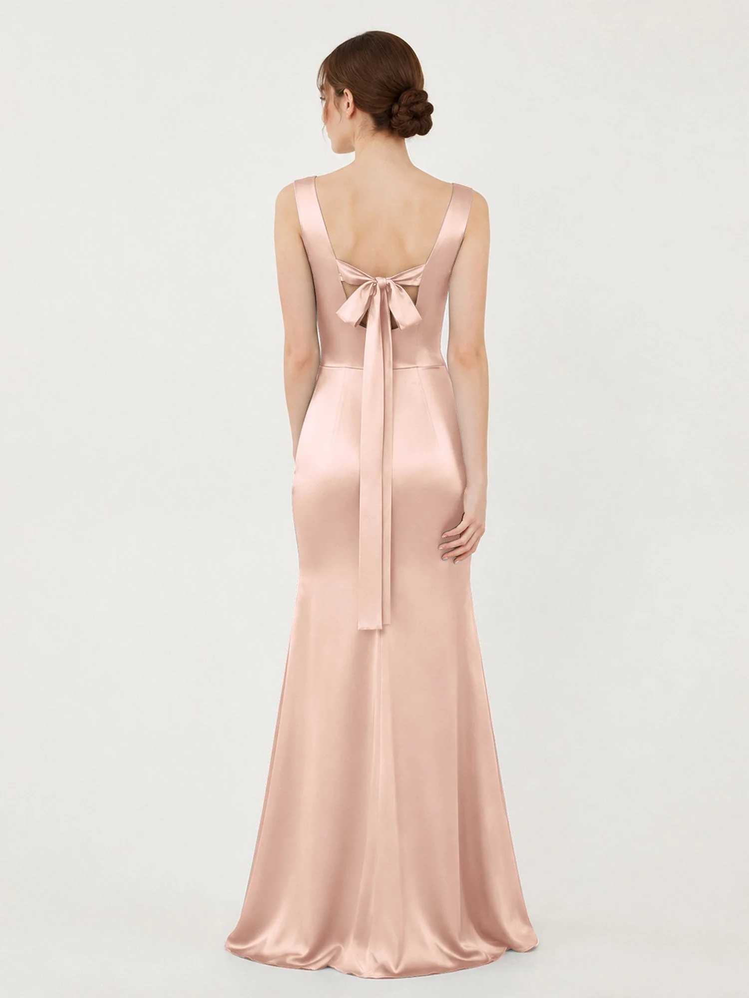 Satin Meerjungfrau Kleid mit Rückenschleife Perlrosa - Image 2