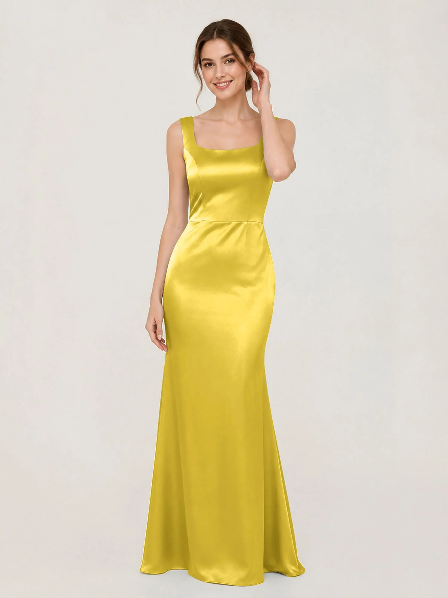 Satin Meerjungfrau Kleid mit Rückenschleife Ringelblume