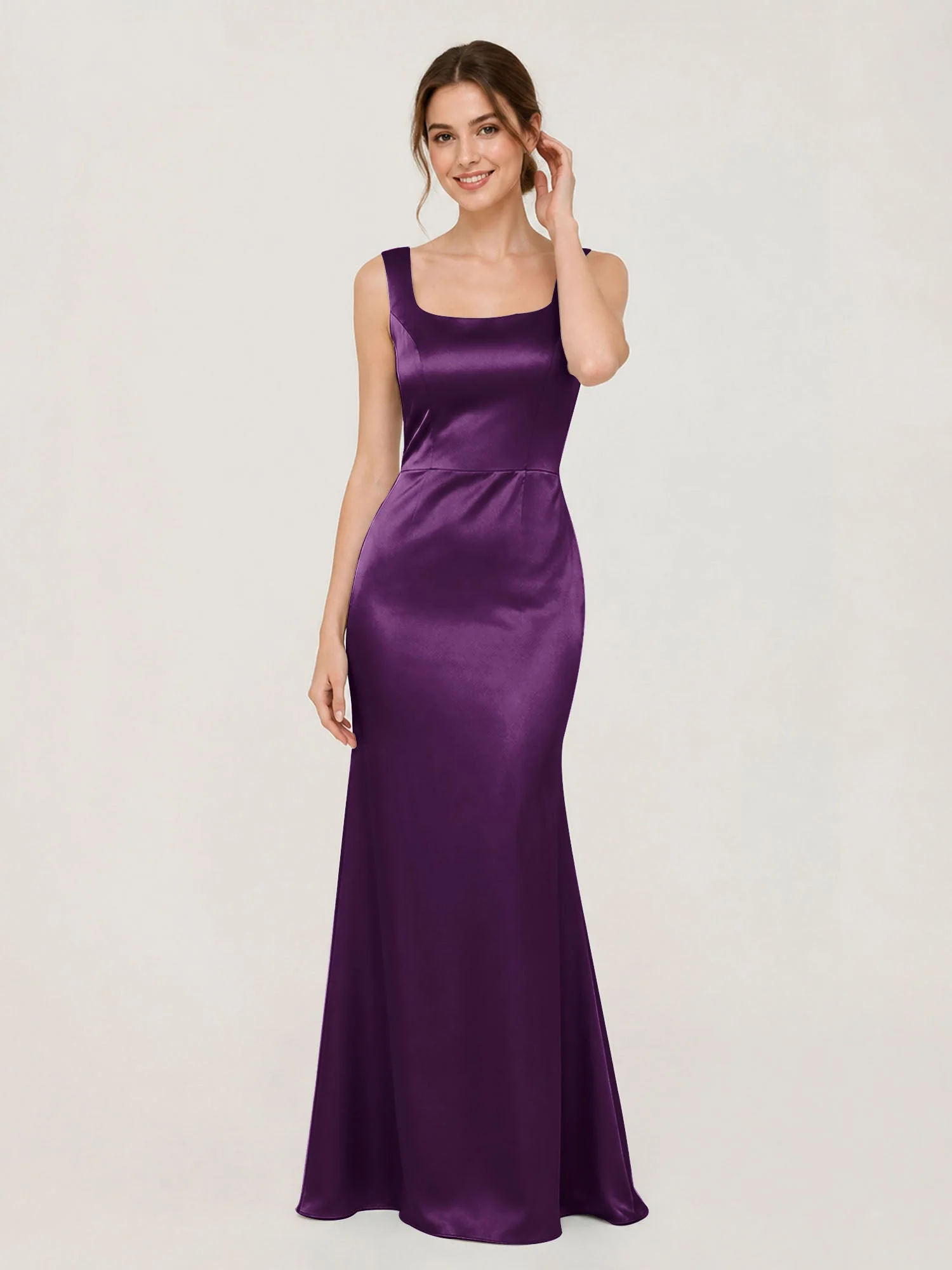 Satin Meerjungfrau Kleid mit Rückenschleife Traube