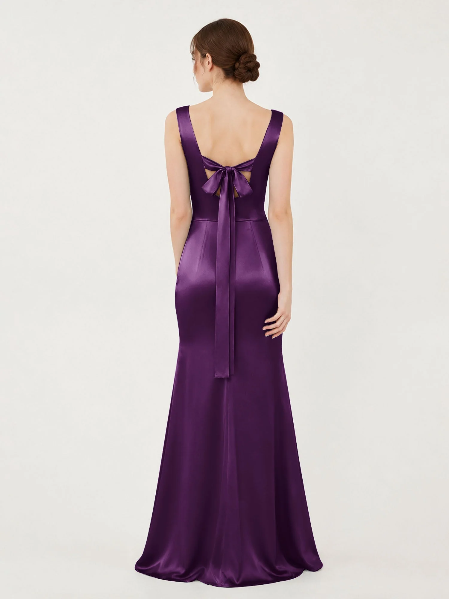 Satin Meerjungfrau Kleid mit Rückenschleife Traube - Image 2