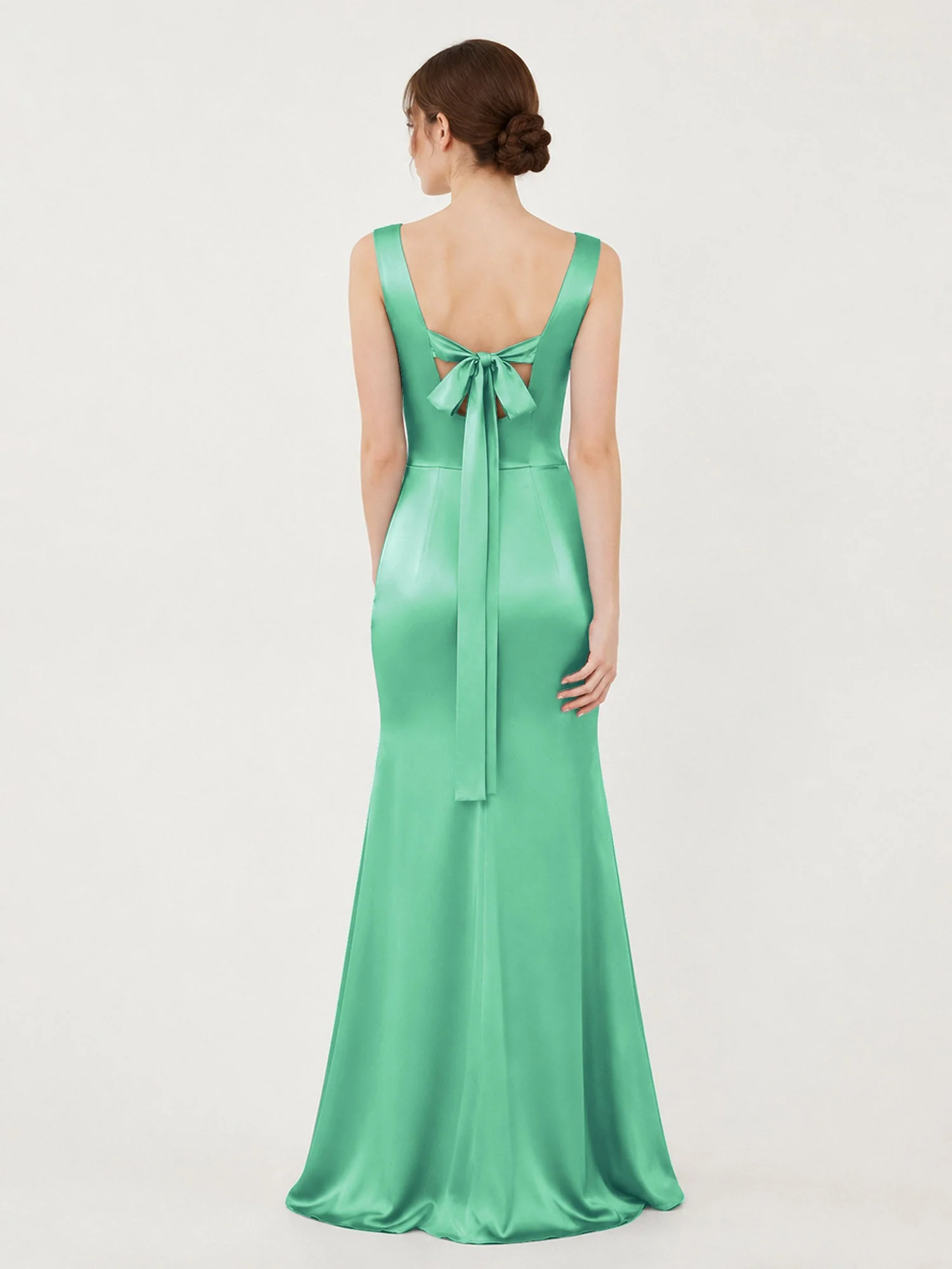 Satin Meerjungfrau Kleid mit Rückenschleife Türkis - Image 2