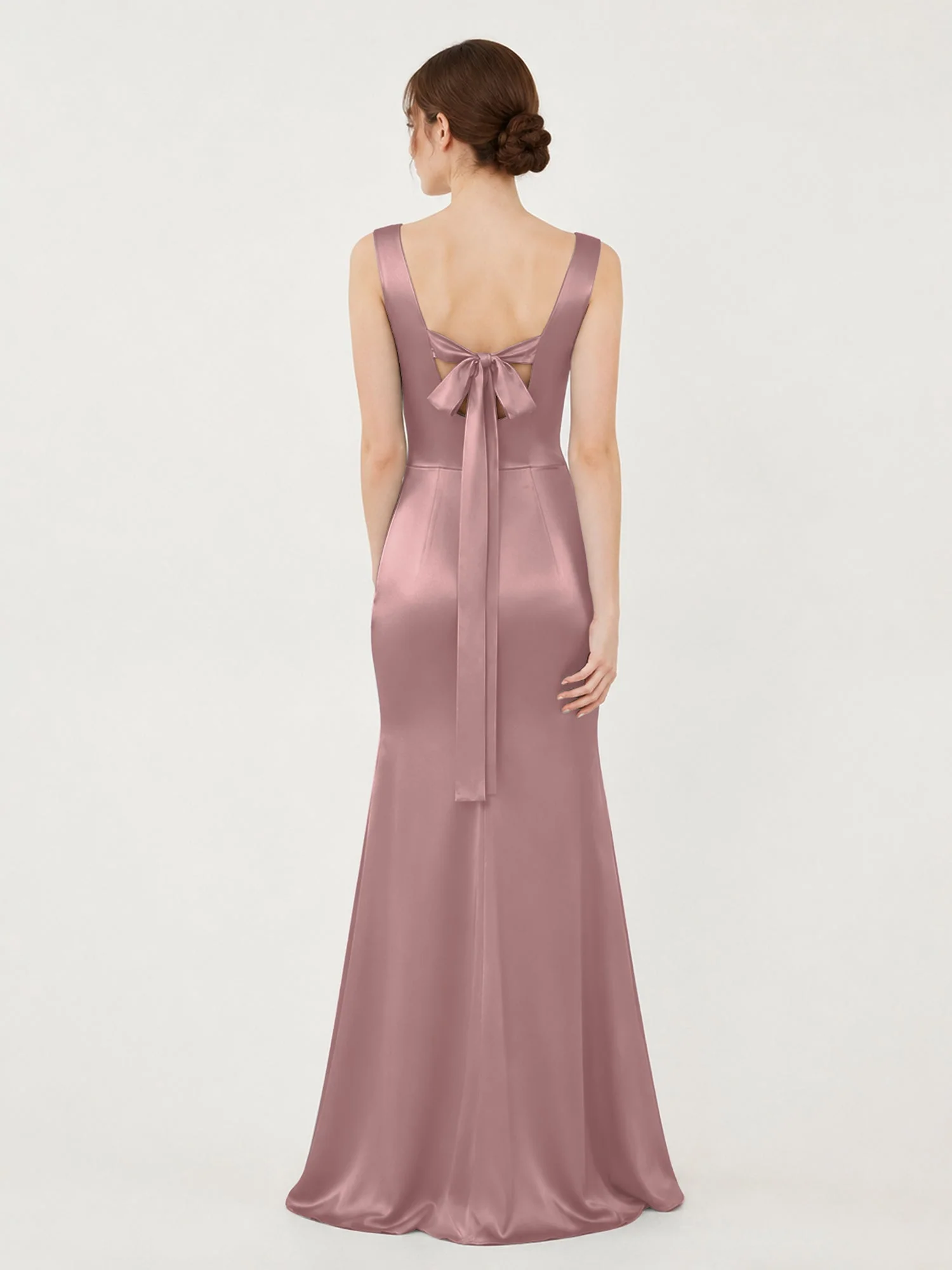 Satin Meerjungfrau Kleid mit Rückenschleife Vintage Mauve - Image 2