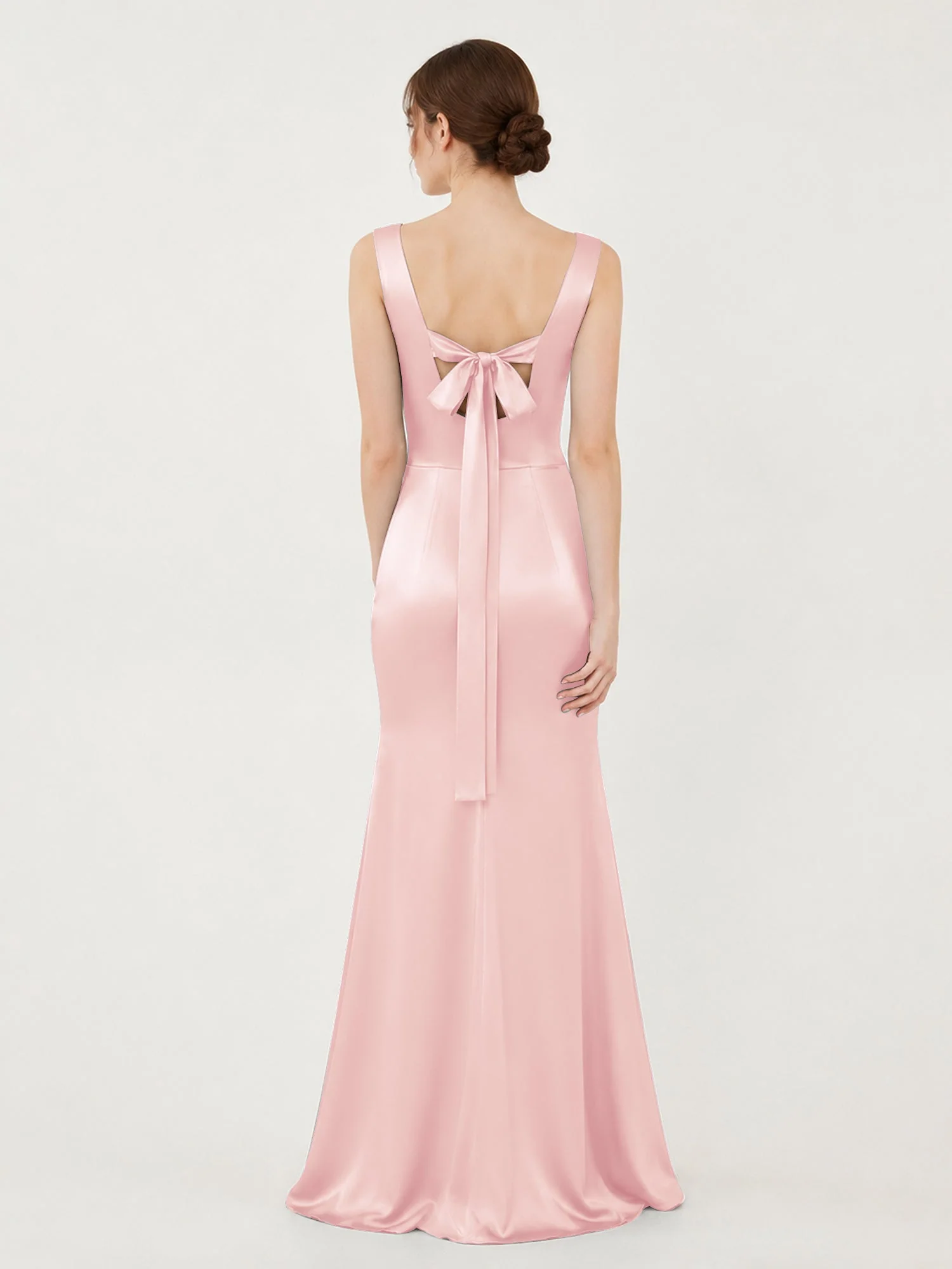 Satin Meerjungfrau Kleid mit Rückenschleife Zartrosa - Image 2