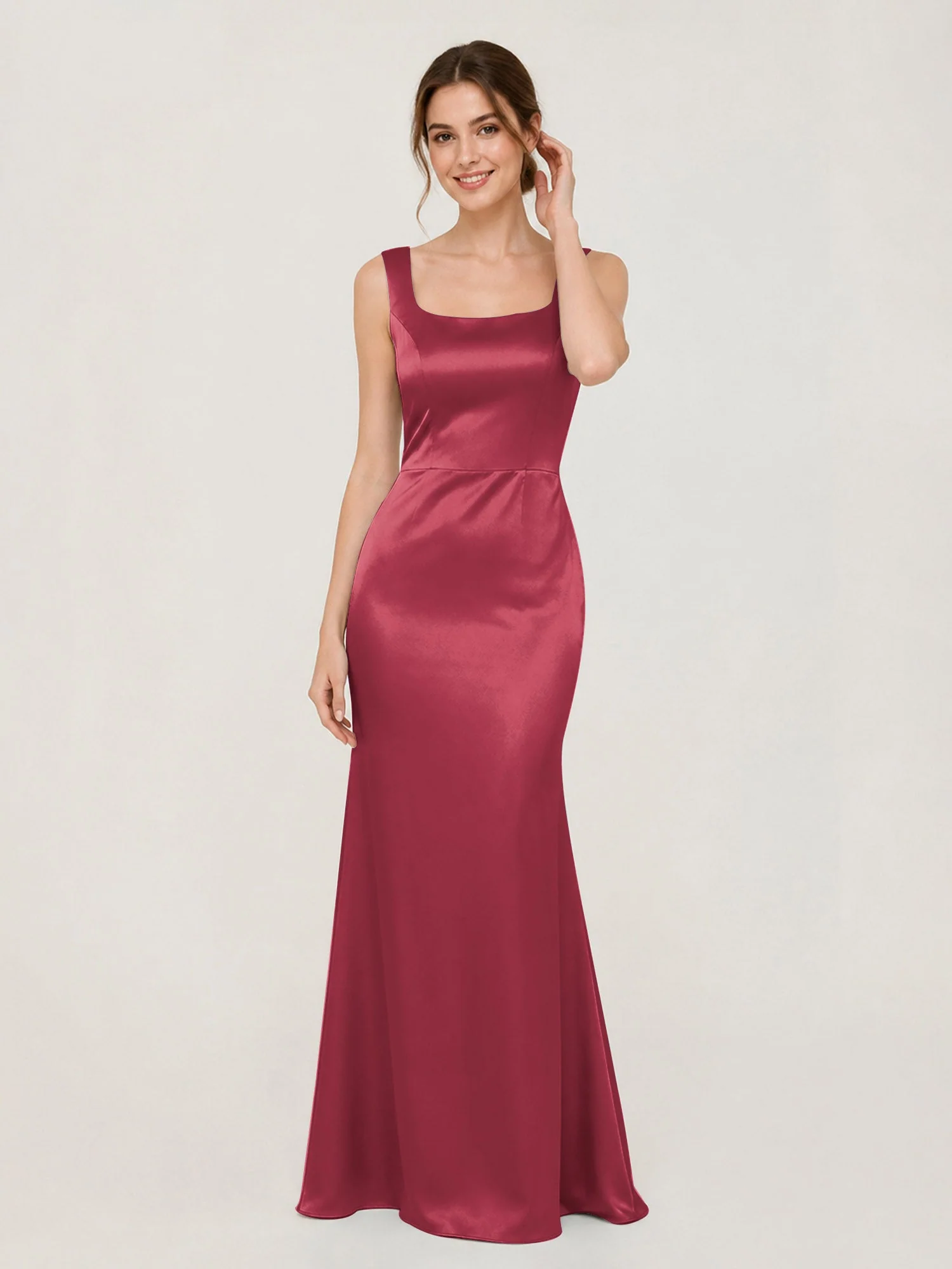Satin Meerjungfrau Kleid mit Rückenschleife Zimtrose