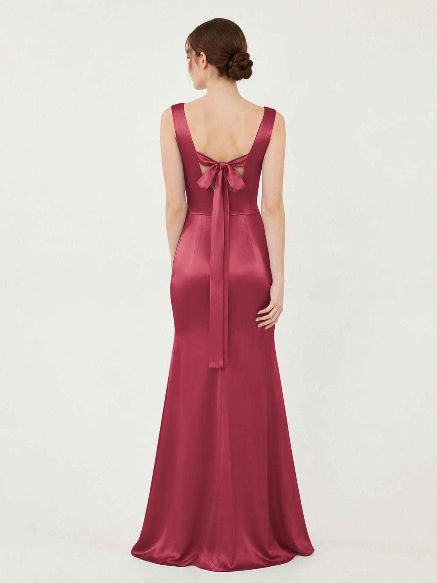 Satin Meerjungfrau Kleid mit Rückenschleife Zimtrose - Image 2