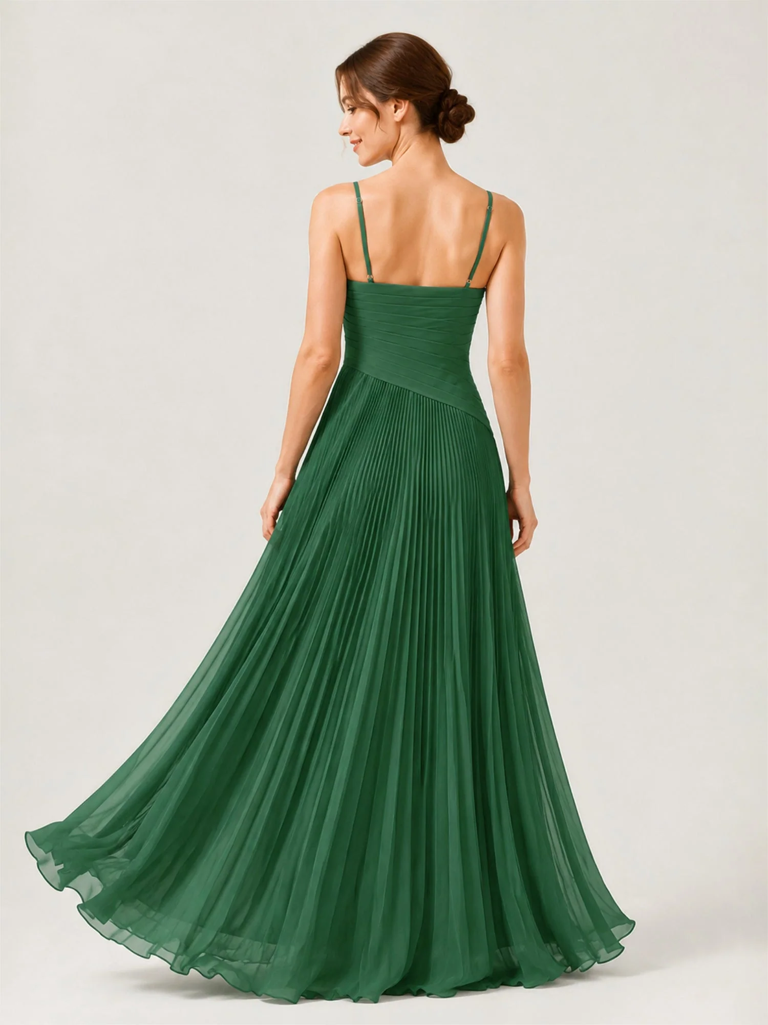 Plissiertes Chiffon Trägerkleid mit Gerafftem Wickeloberteil Silber - Image 2