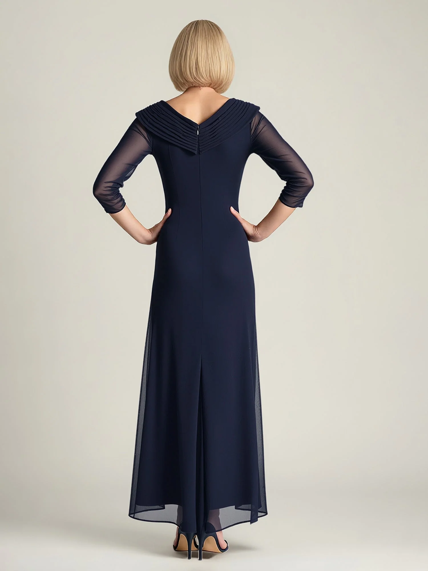 Chiffon Oberteil Formell Kleid mit schieren Ärmeln Zitrone - Image 2