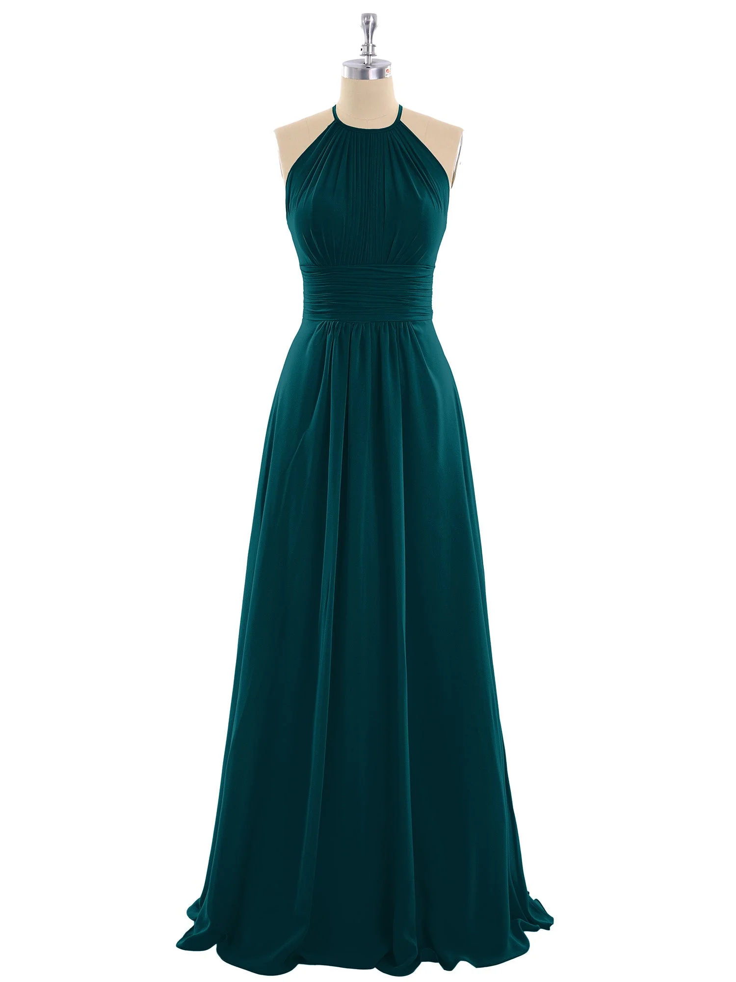 Neckholder Chiffon Maxi Kleid der Brautjungfer Kieferngrün - Image 4